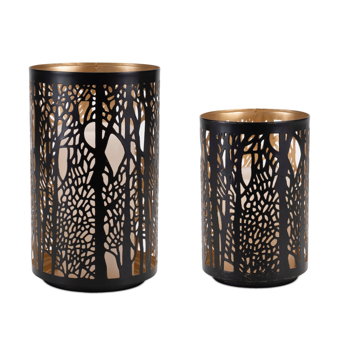 Forest Trees Punched Metal Candle Holder (Set of 2)