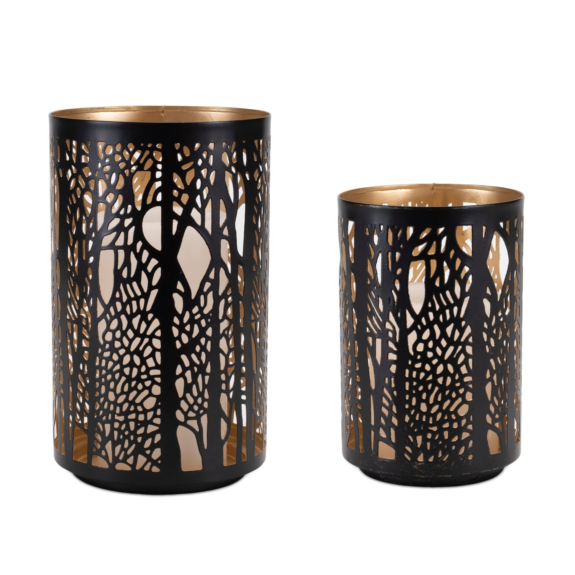 Forest Trees Punched Metal Candle Holder (Set of 2)