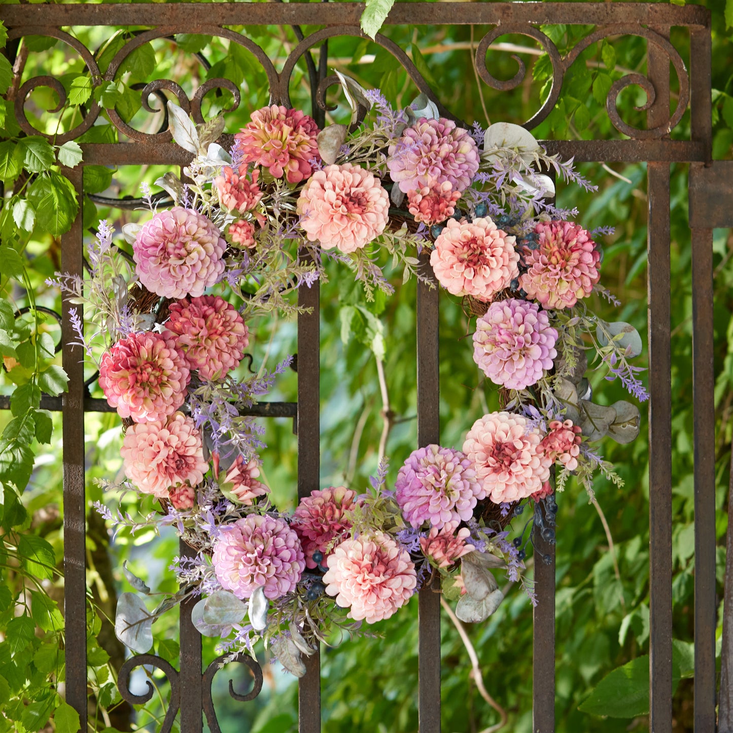 Mixed Zinnia Floral Wreath 24"D