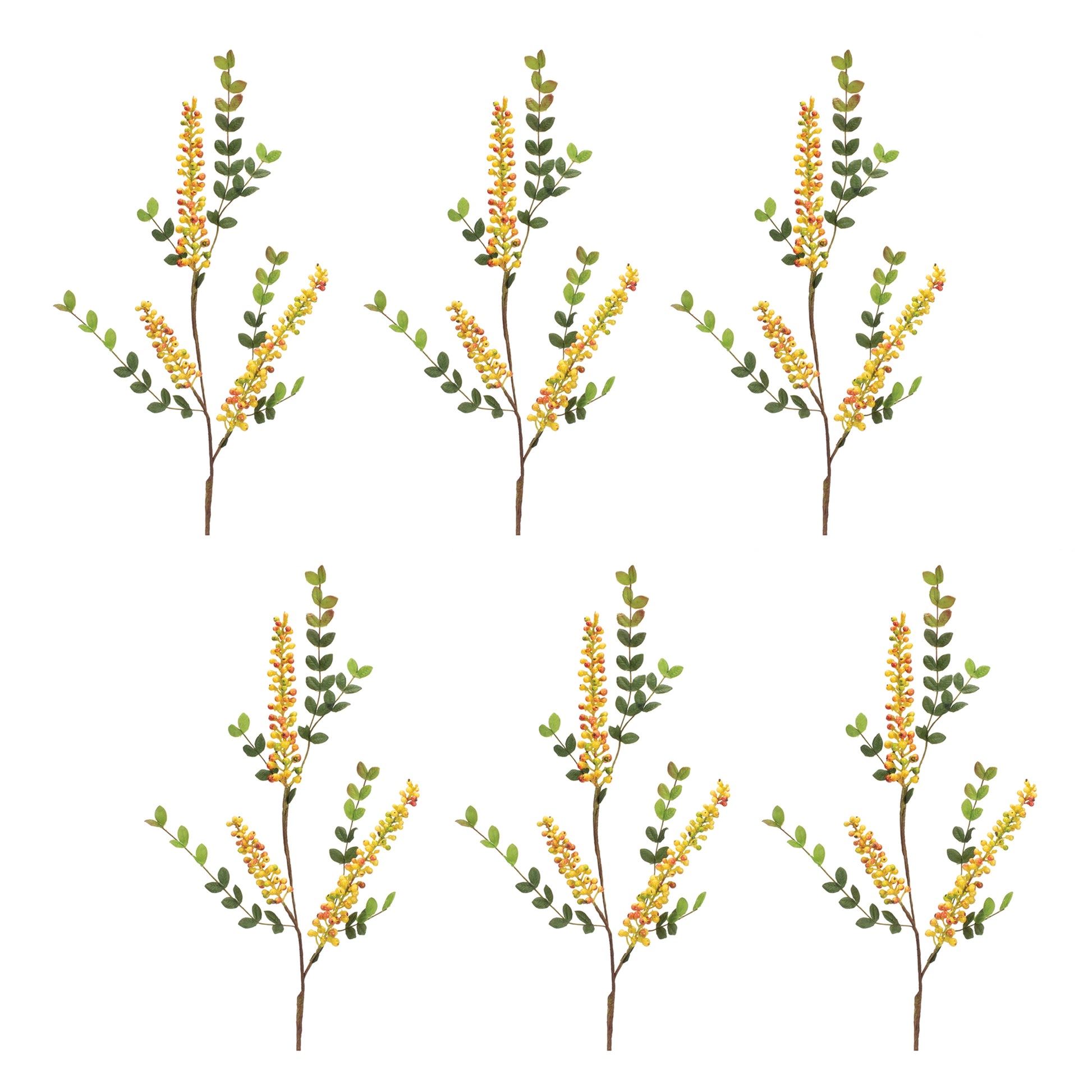 Yellow Berry Foliage Spray (Set of 6)