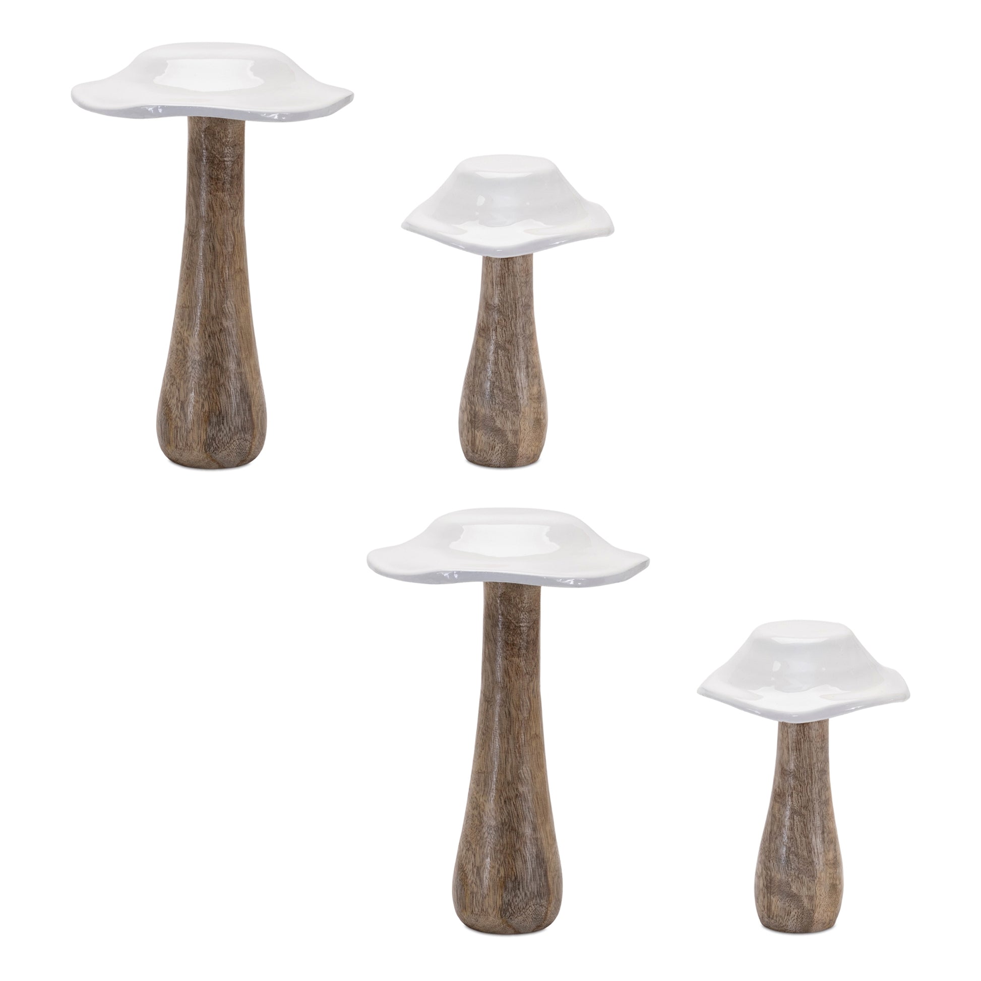 Wood Mushroom Decor (Set of 4)