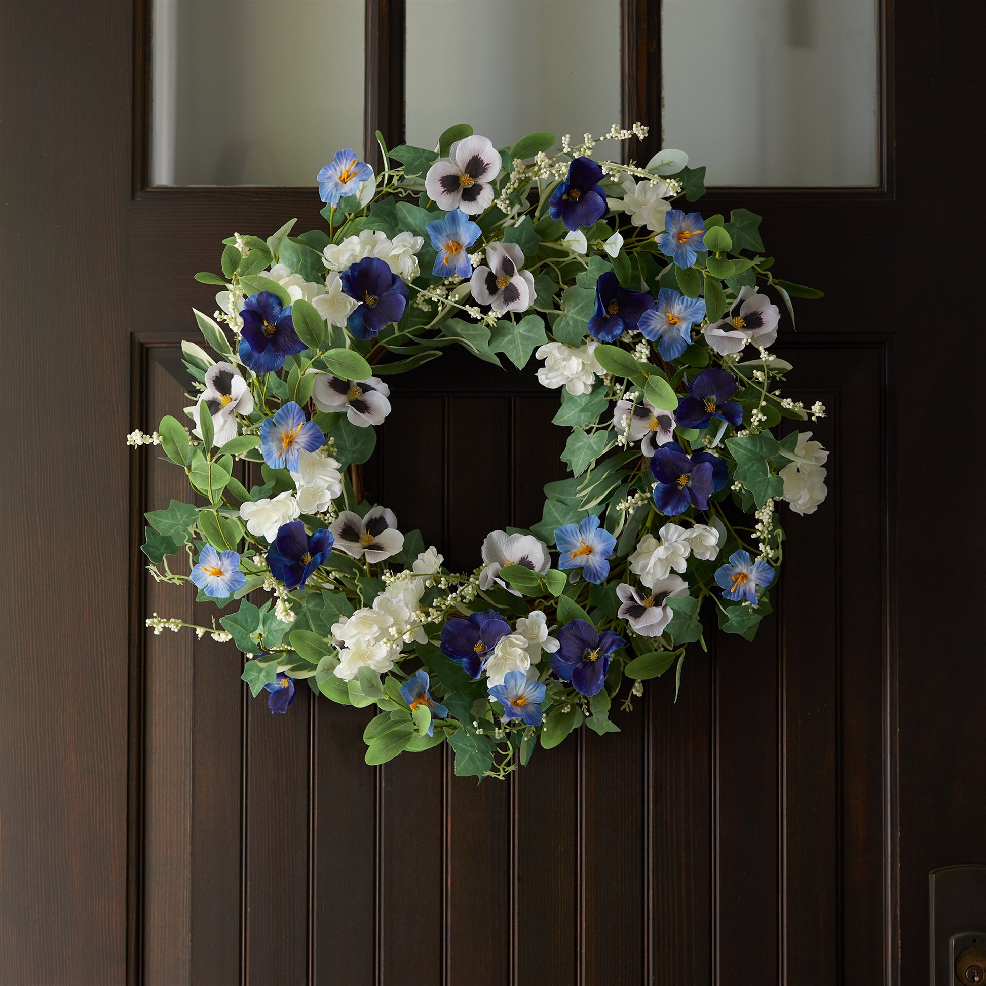 Mixed Petunia Pansy Floral Wreath 22"D