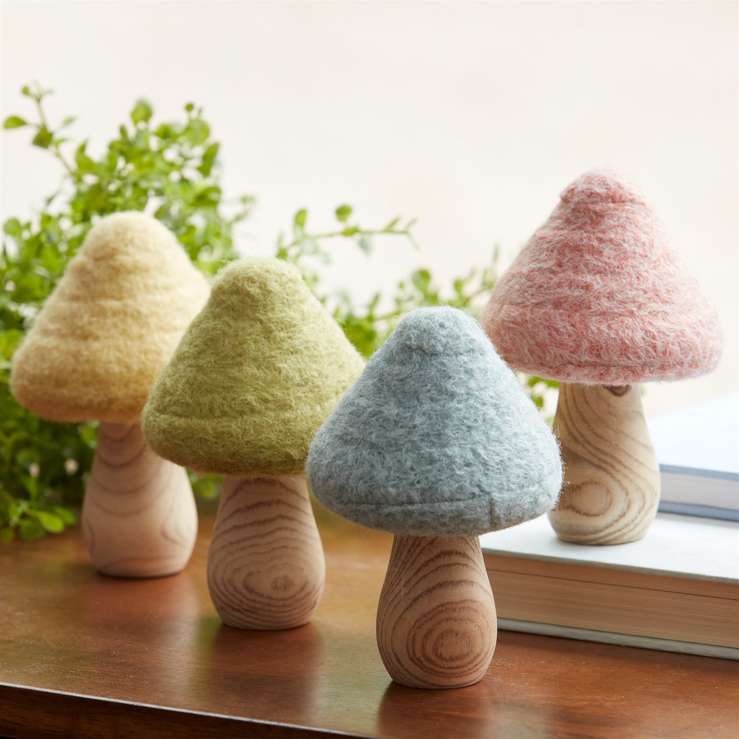 Felt Wood Mushroom Decor (Set of 24)