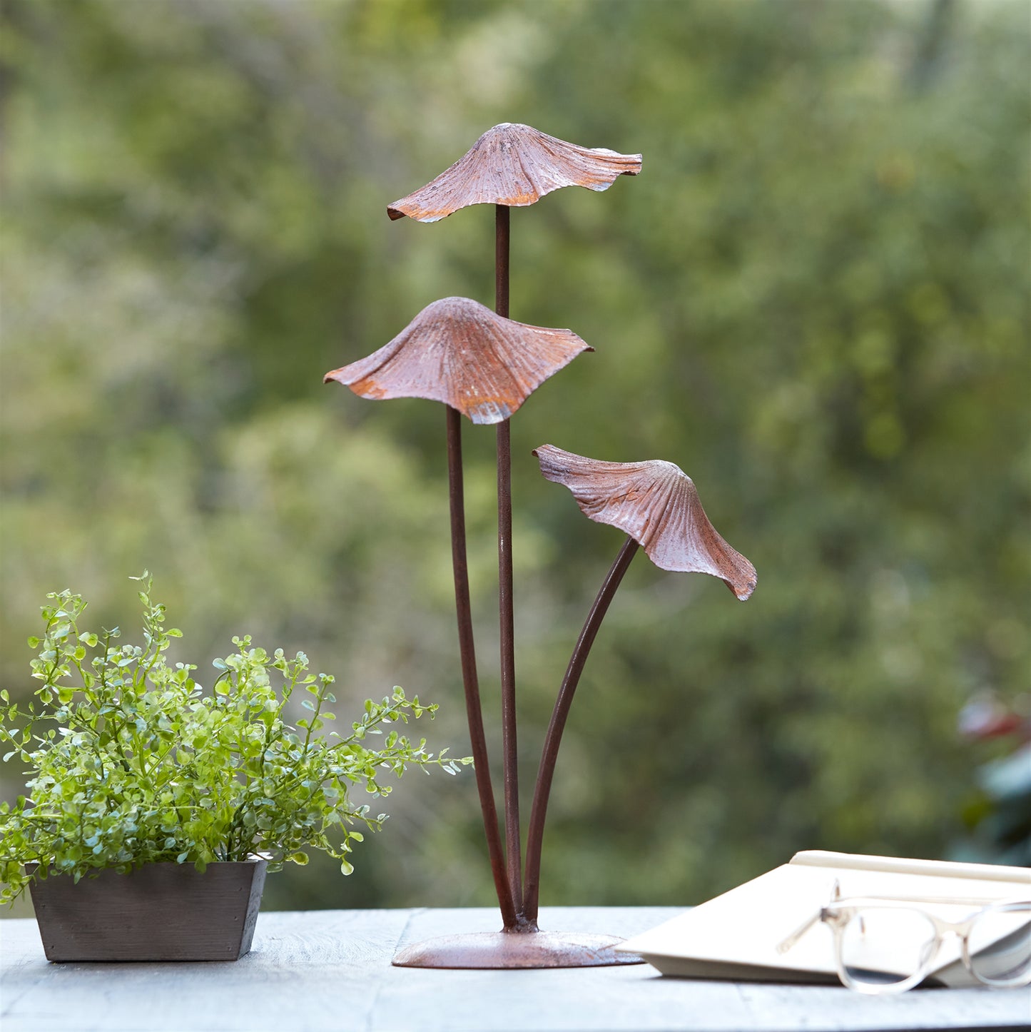Bronze Metal Mushroom Garden Accent 18.25"H