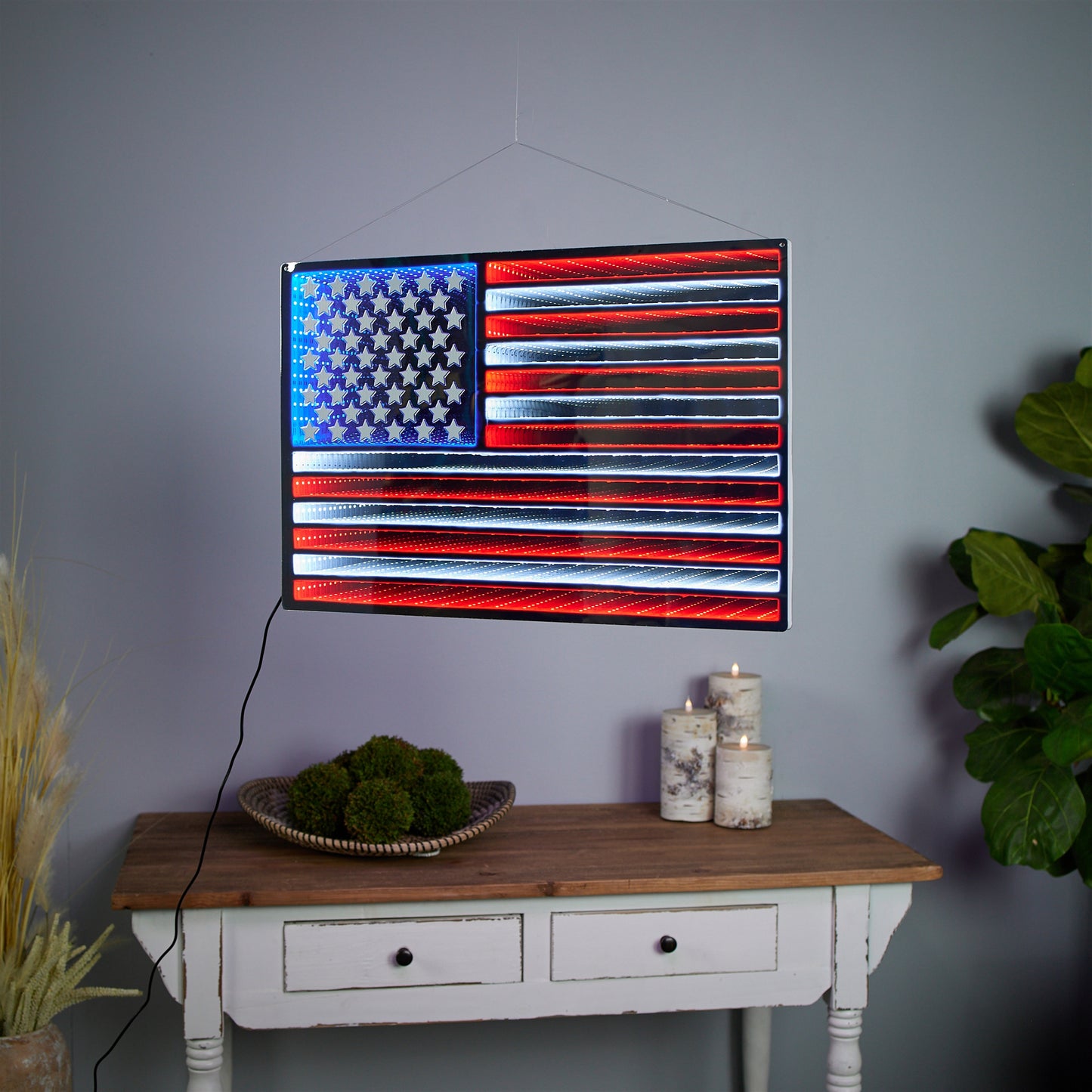 Hanging American Flag Ekko Light Display 23"L