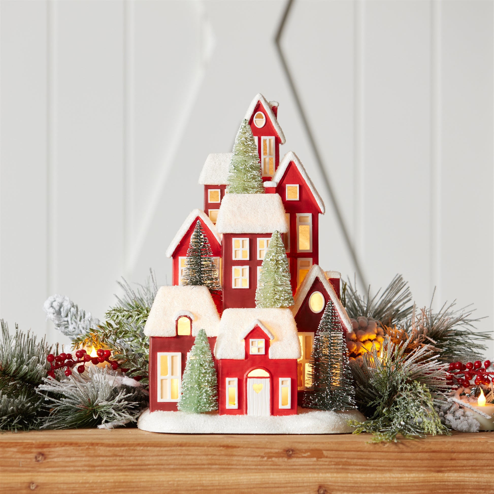 LED Houses 13.5"H Resin