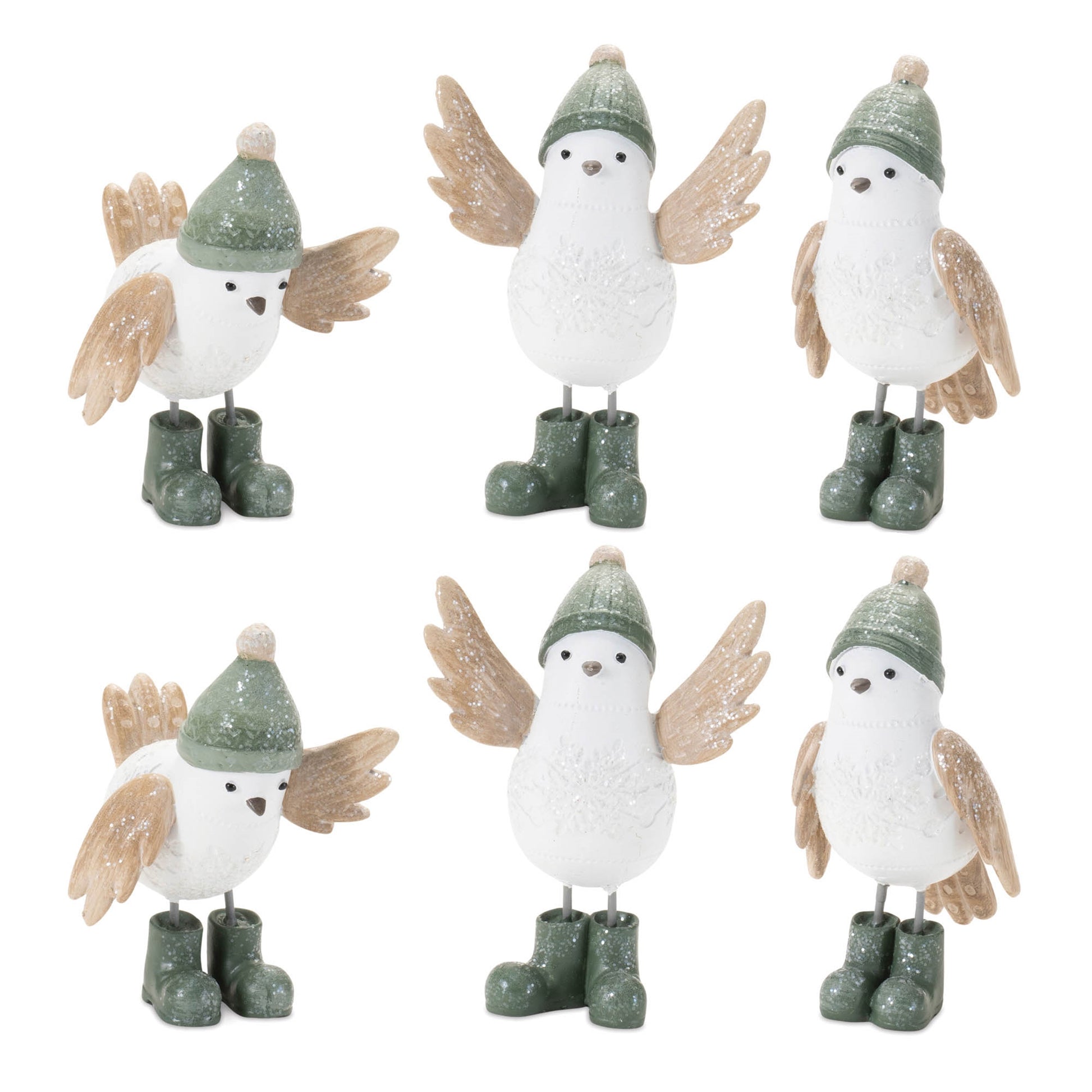 Winter Bird with Snowboots Figurine (Set of 6)