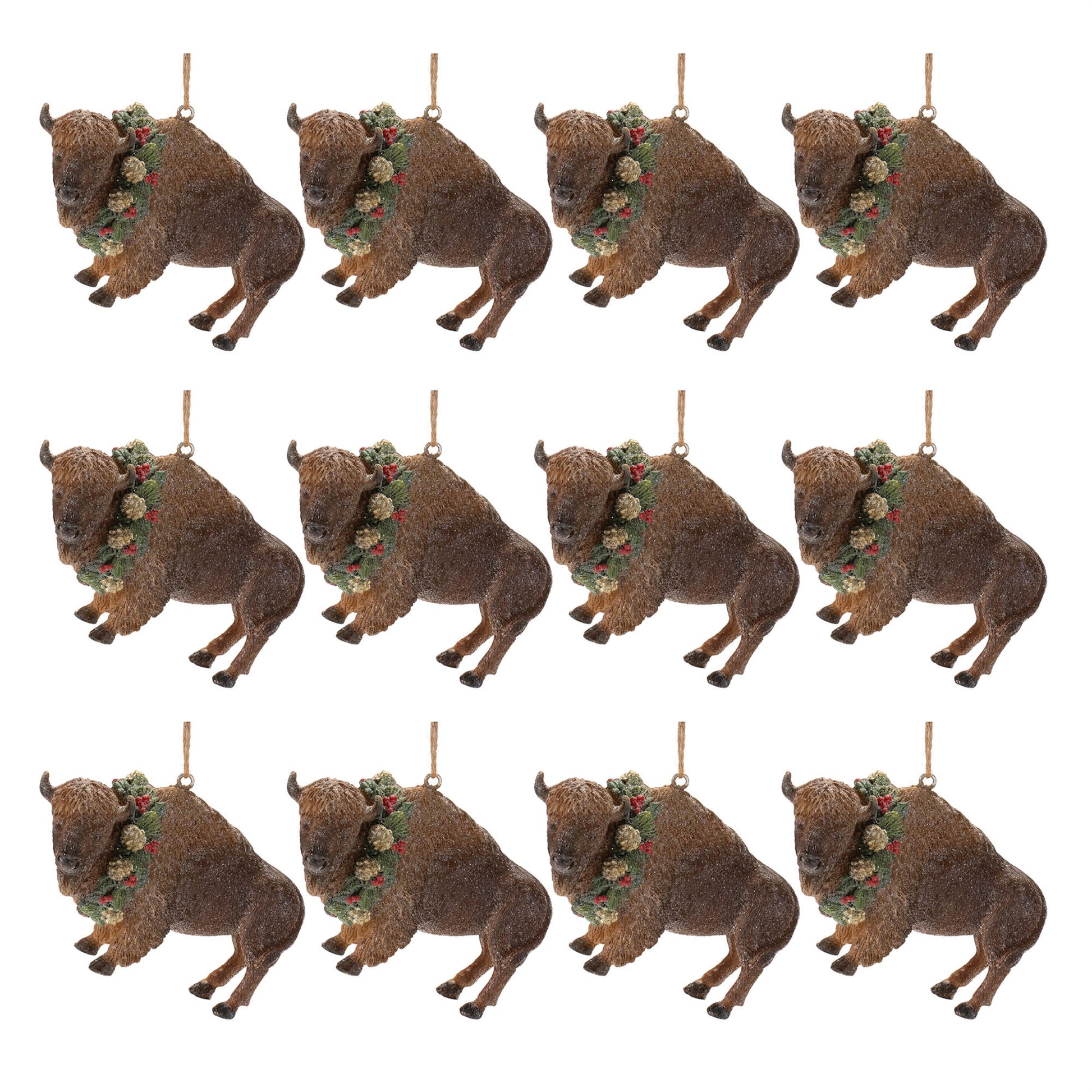 Glittered Bison Ornament (Set of 12)