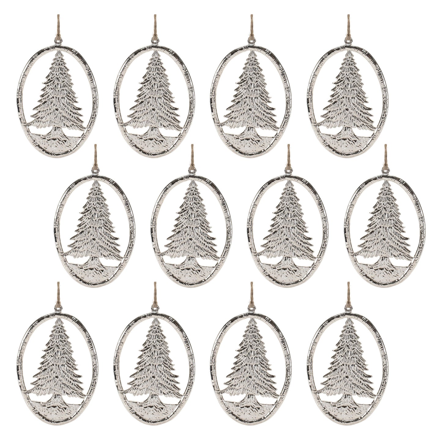 Etched Metal Pine Tree Ornament (Set of 12)