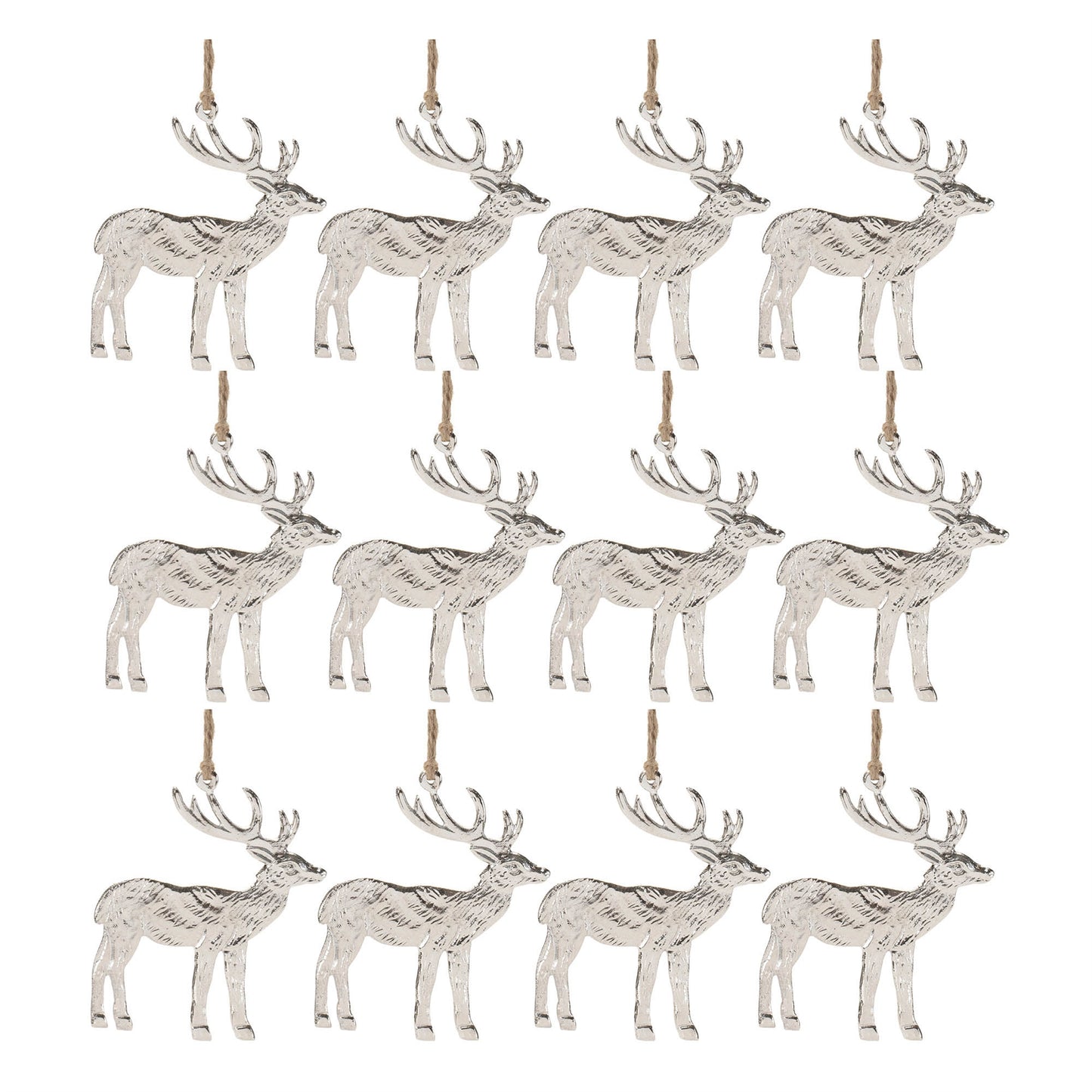 Etched Metal Deer Ornament (Set of 12)