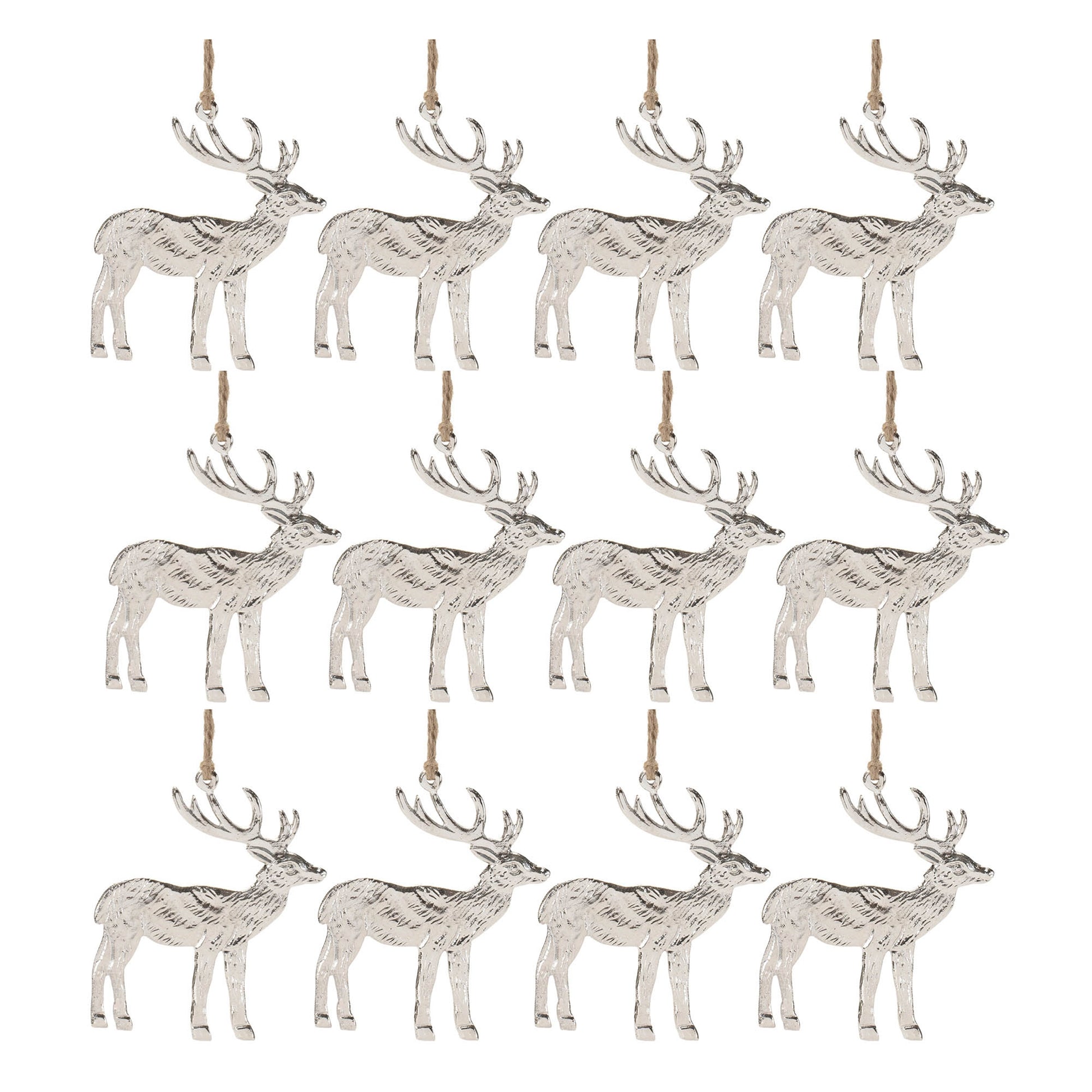 Etched Metal Deer Ornament (Set of 12)