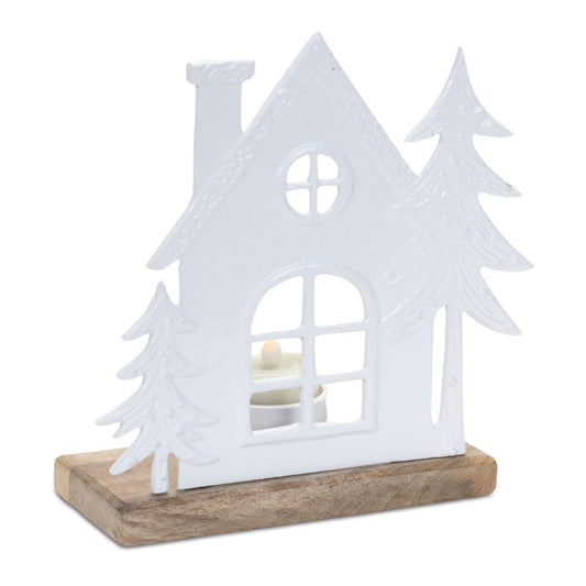Metal House Tealight Candle Holder (Set of 2)