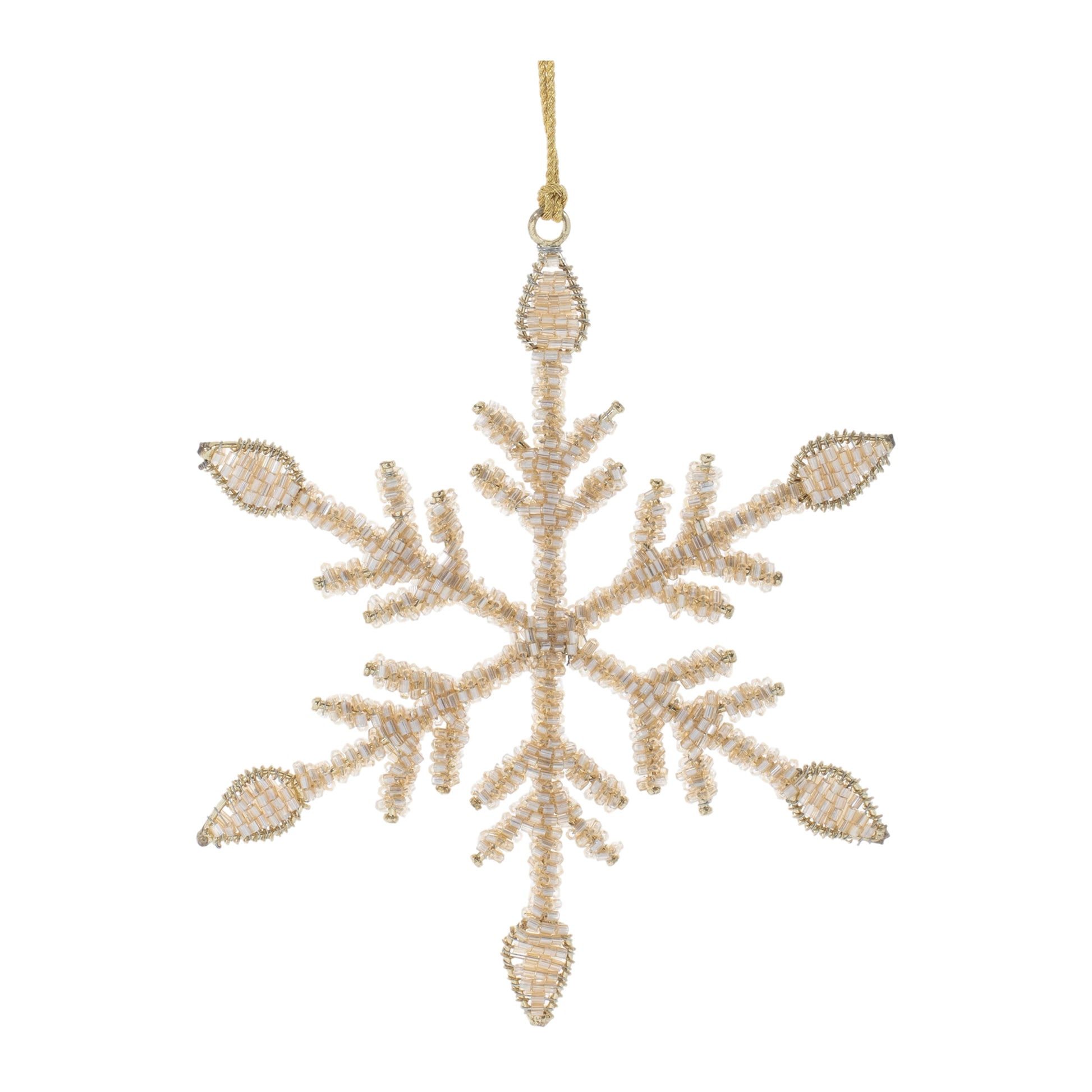 Beaded Metal Snowflake Ornament (Set of 12)