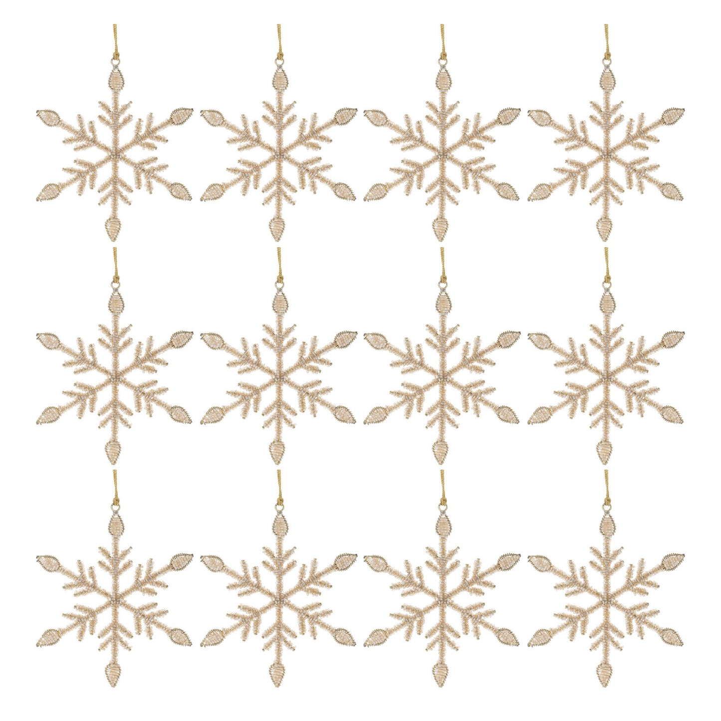 Beaded Metal Snowflake Ornament (Set of 12)
