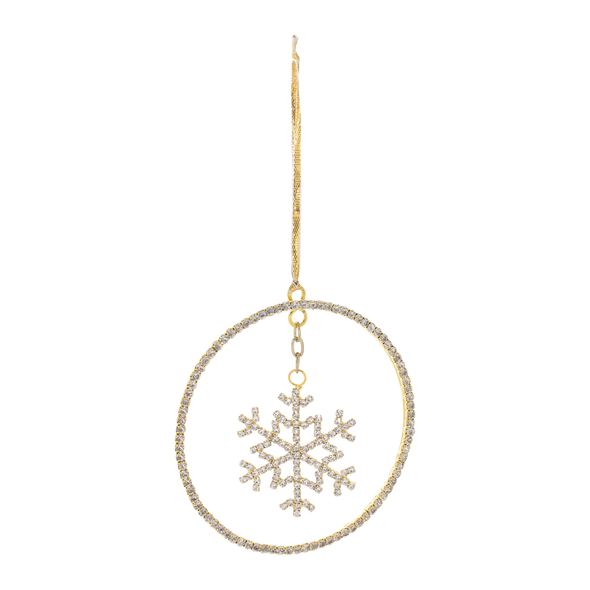 Jeweled Metal Hanging Snowflake Ornament (Set of 12)