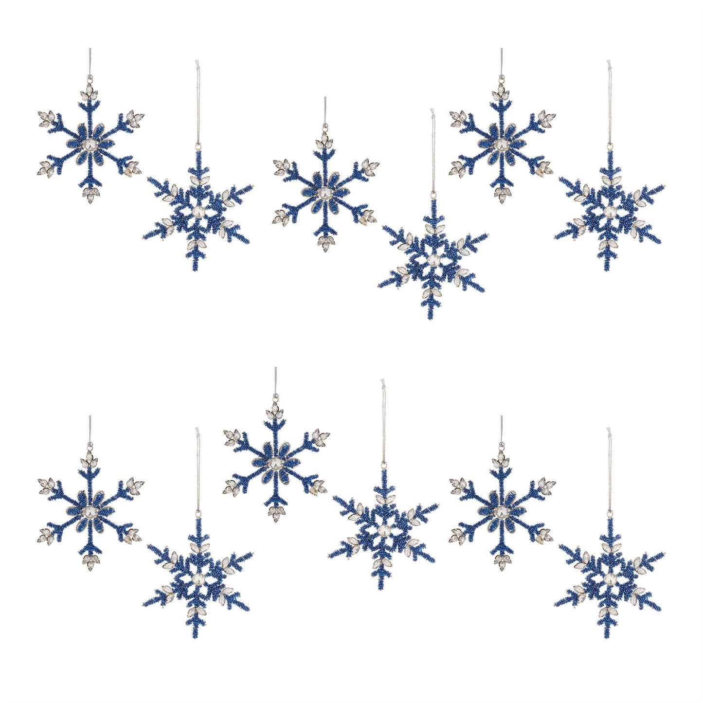 Beaded Metal Snowflake Ornament (Set of 12)