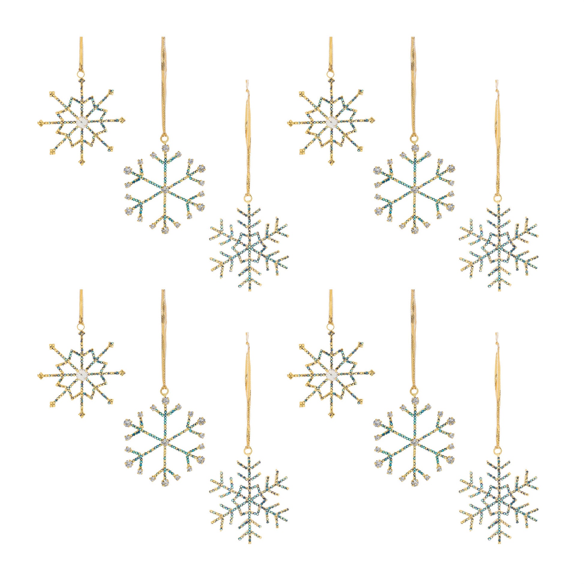 Jeweled Metal Snowflake Ornament (Set of 12)