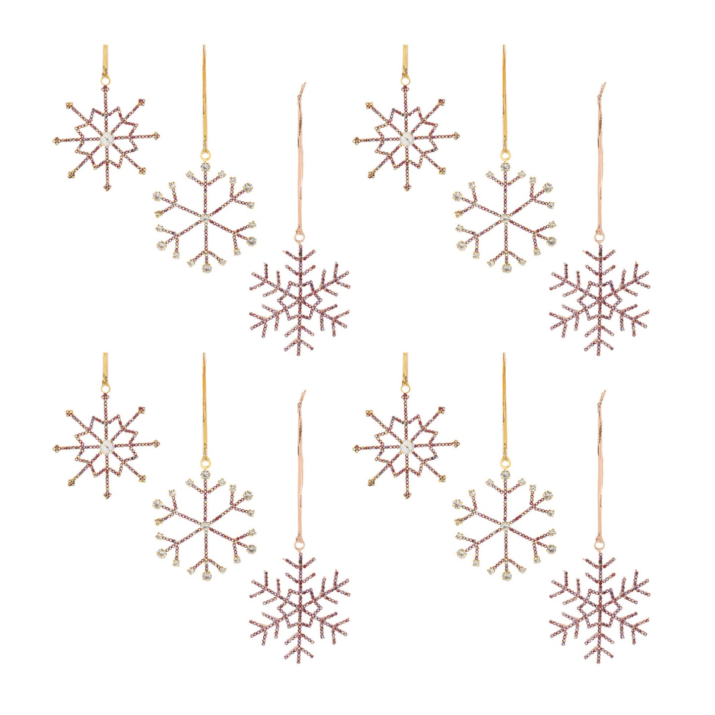 Jeweled Metal Snowflake Ornament (Set of 12)