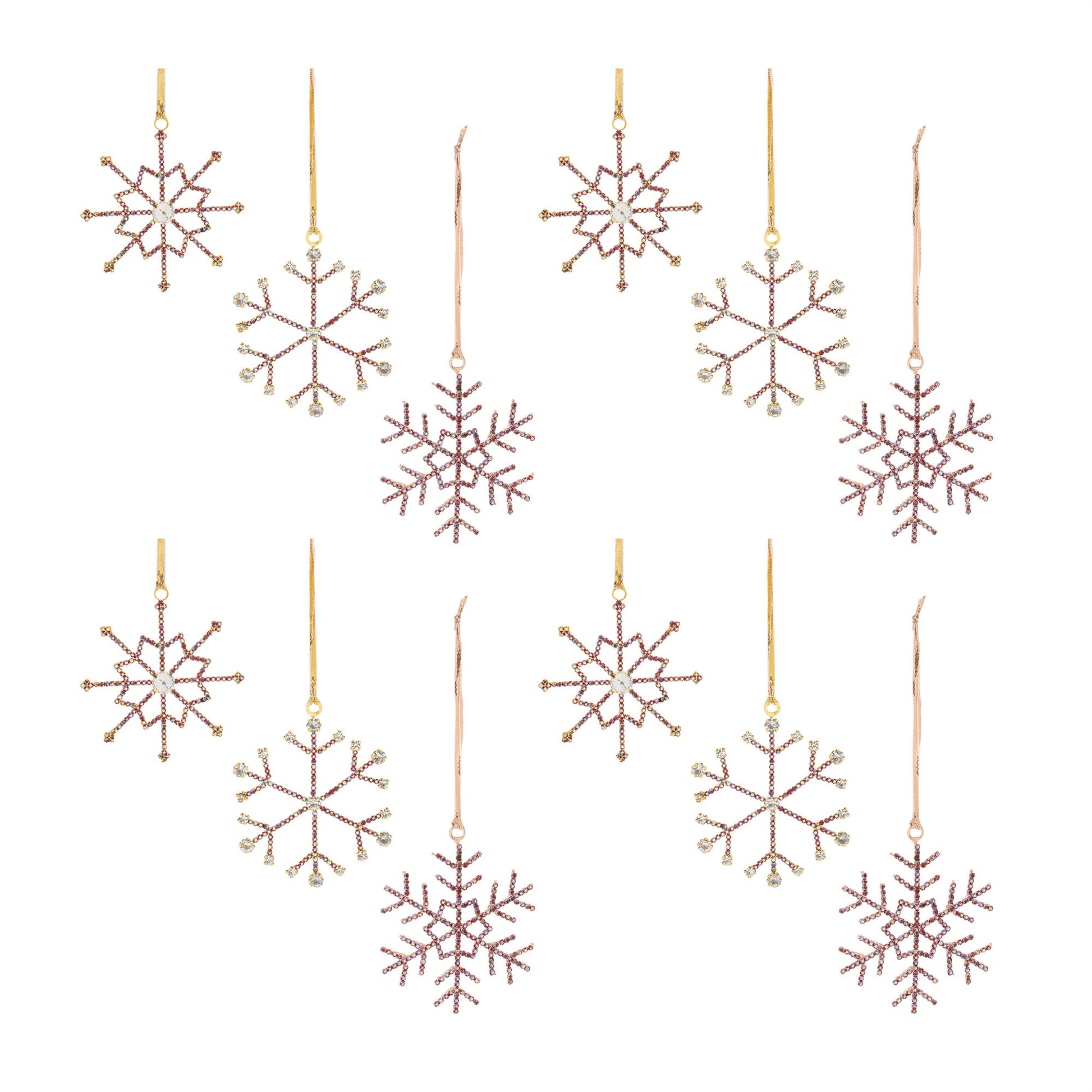Jeweled Metal Snowflake Ornament (Set of 12)