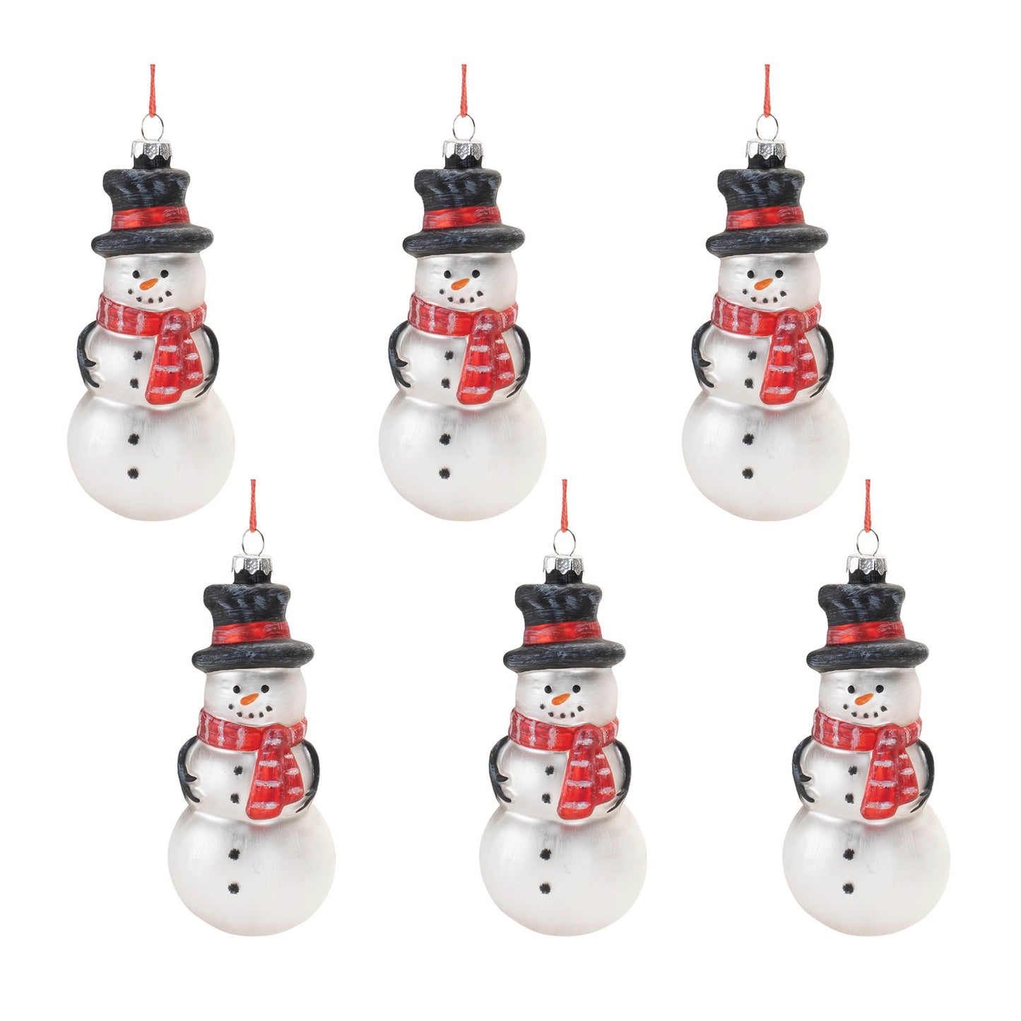 Frosted Glass Snowman Ornament (Set of 6)