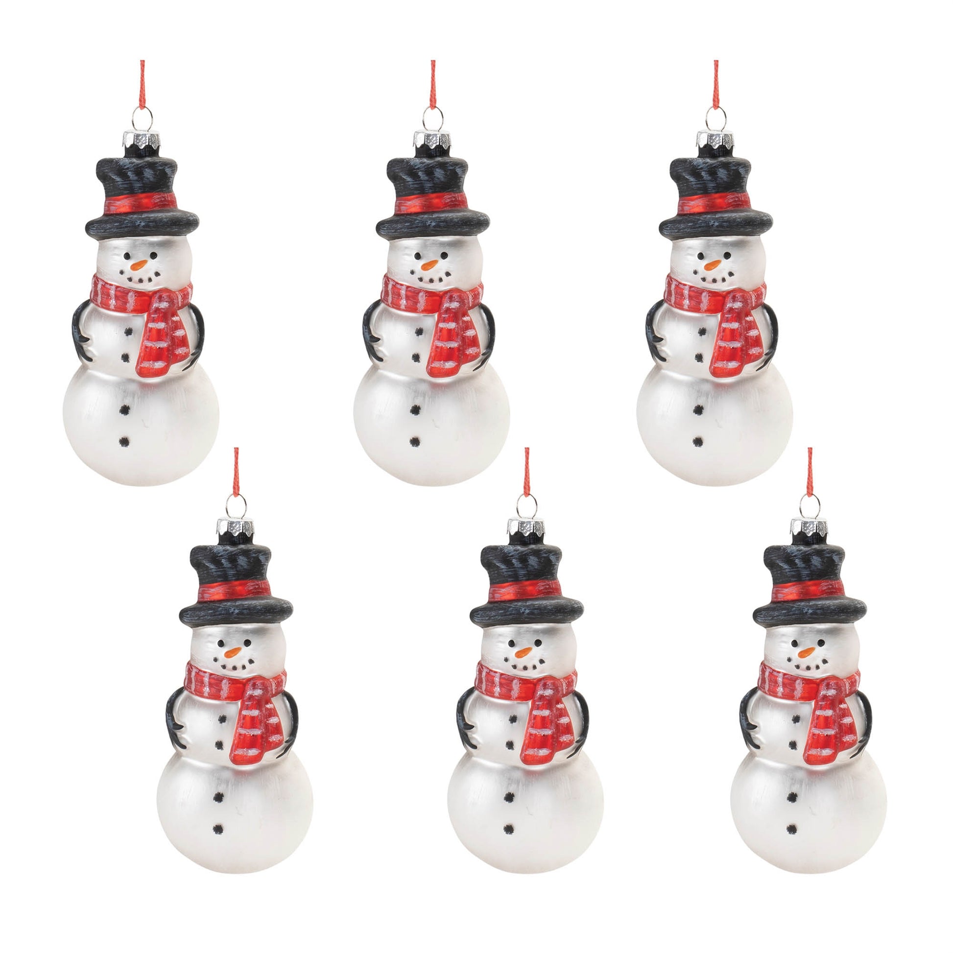 Frosted Glass Snowman Ornament (Set of 6)