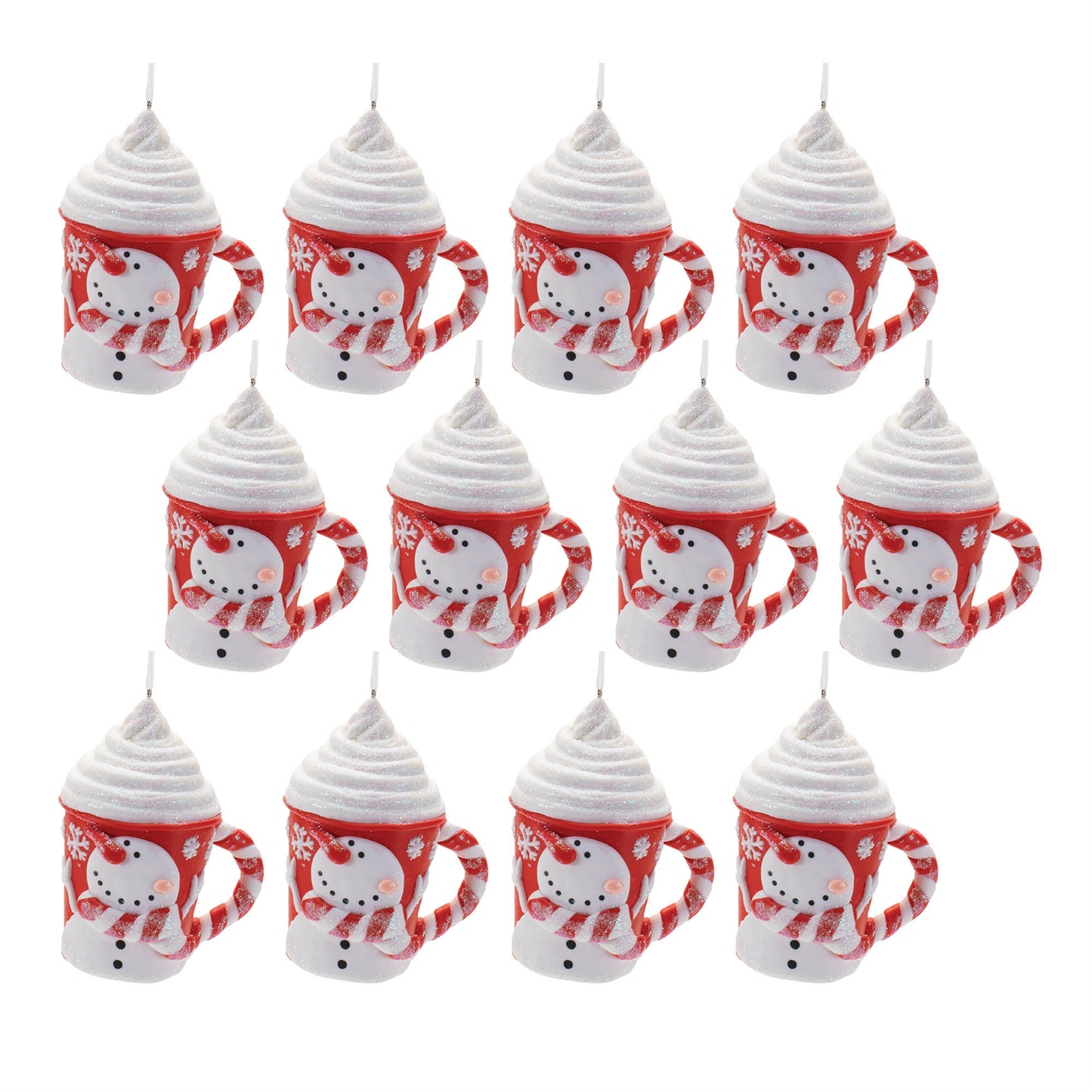 Peppermint Snowman Mug Ornament (Set of 12)