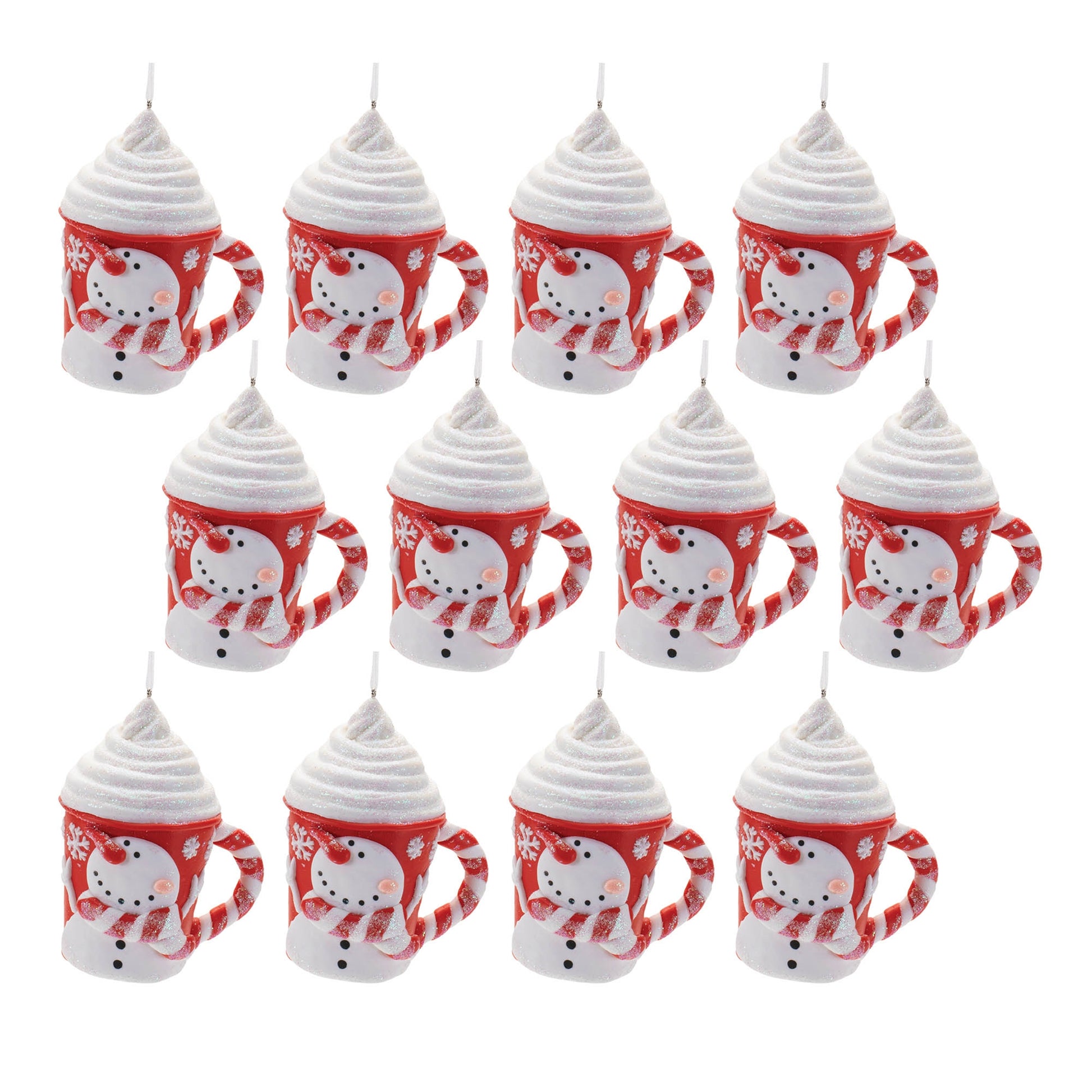Peppermint Snowman Mug Ornament (Set of 12)