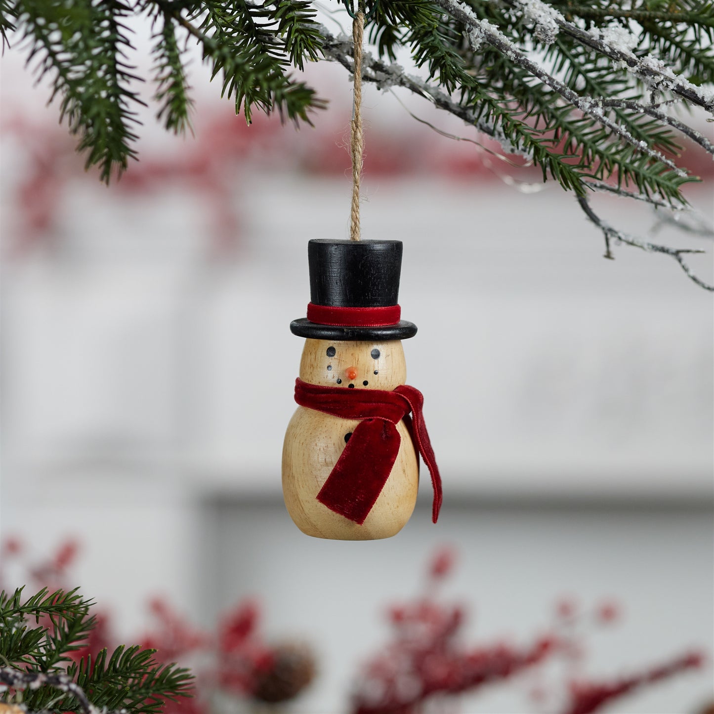 Wooden Snowman Ornament (Set of 12)