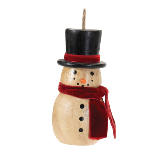 Wooden Snowman Ornament (Set of 12)
