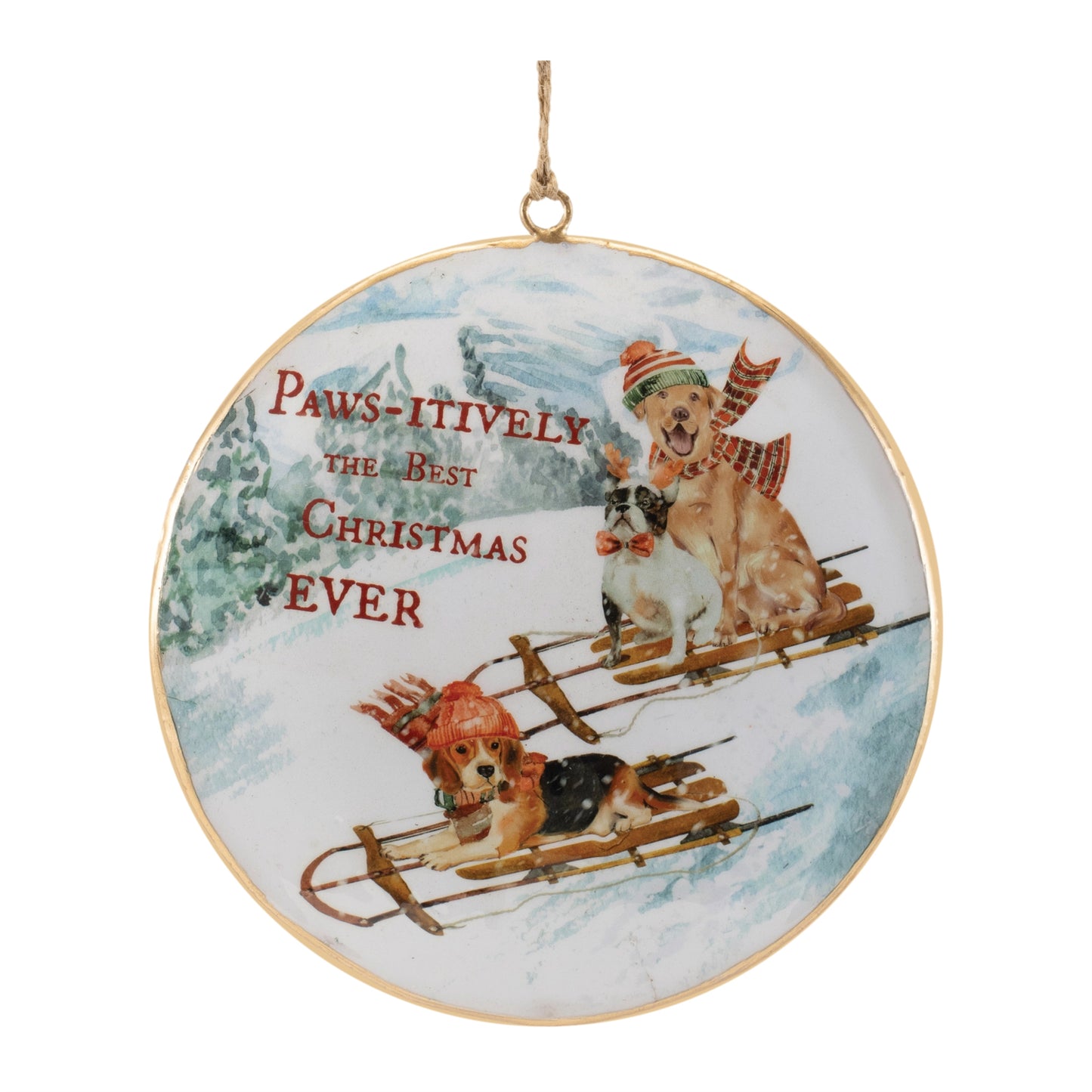Sled and Ski Dogs Disc Ornament (Set of 6)