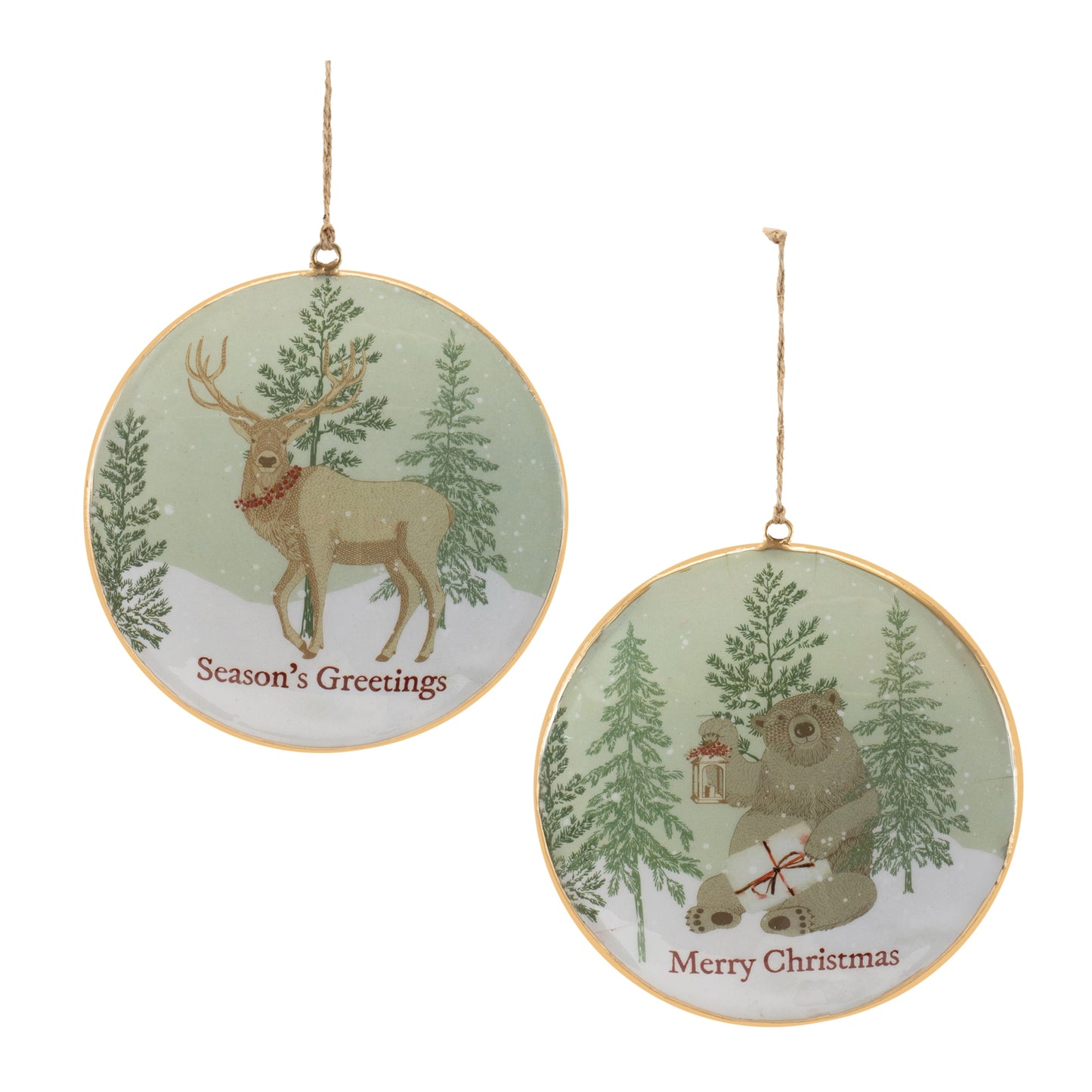 Woodland Christmas Sentiment Disc Ornament (Set of 6)