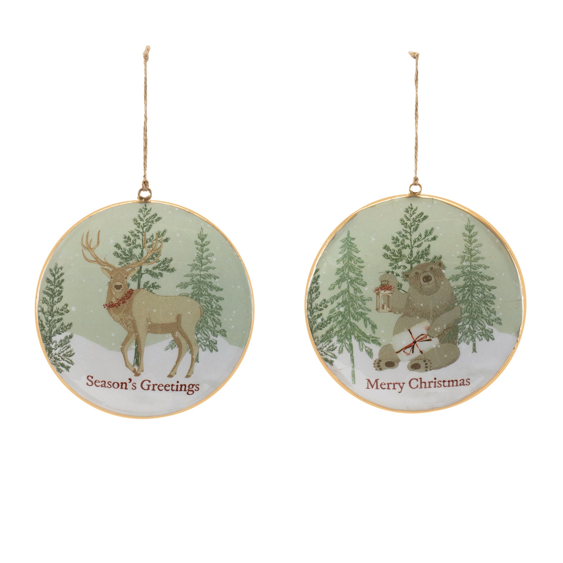 Woodland Christmas Sentiment Disc Ornament (Set of 6)
