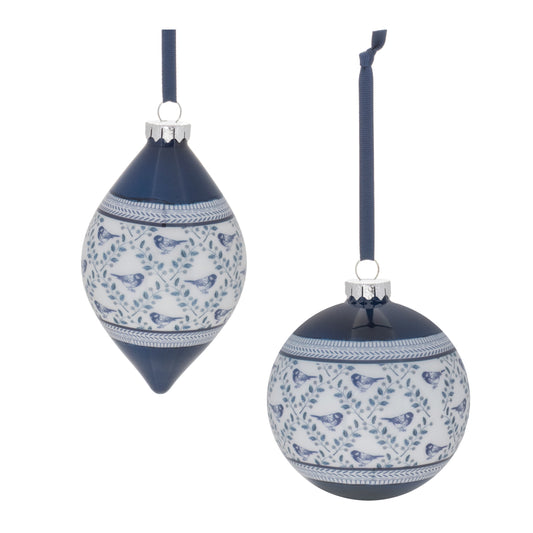 Ornate Bird Print Ornament (Set of 6)