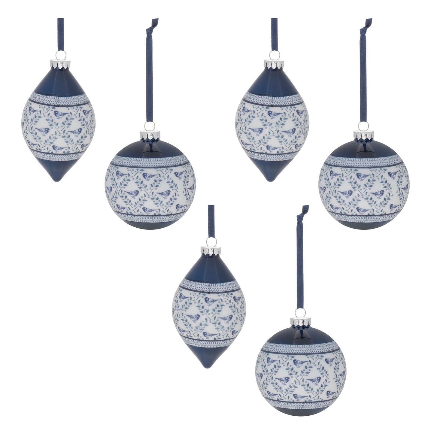 Ornate Bird Print Ornament (Set of 6)