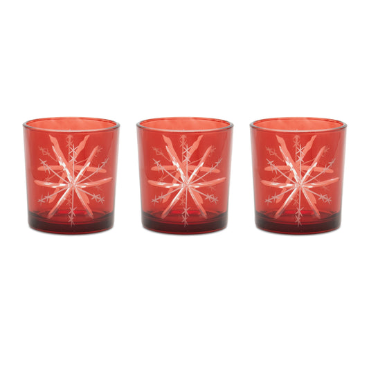 Glass Snowflake Votive Holder (Set of 3)