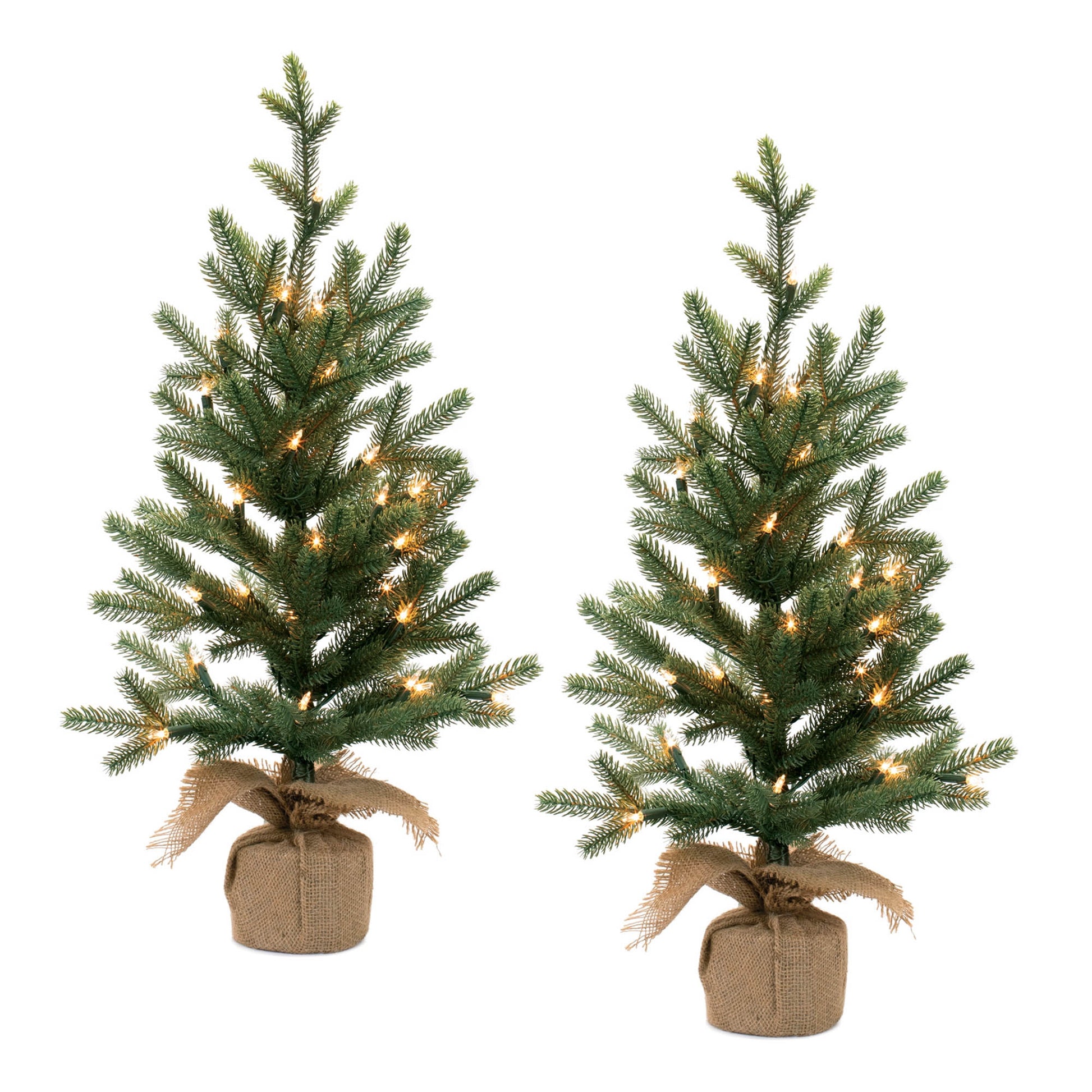 LED Pine Tree with Burlap Base (Set of 2) 27"H