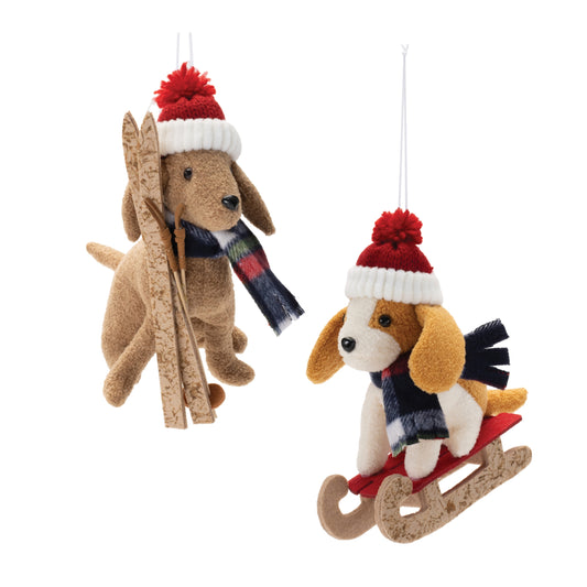 Plush Ski and Sled Dog Ornament (Set of 6)