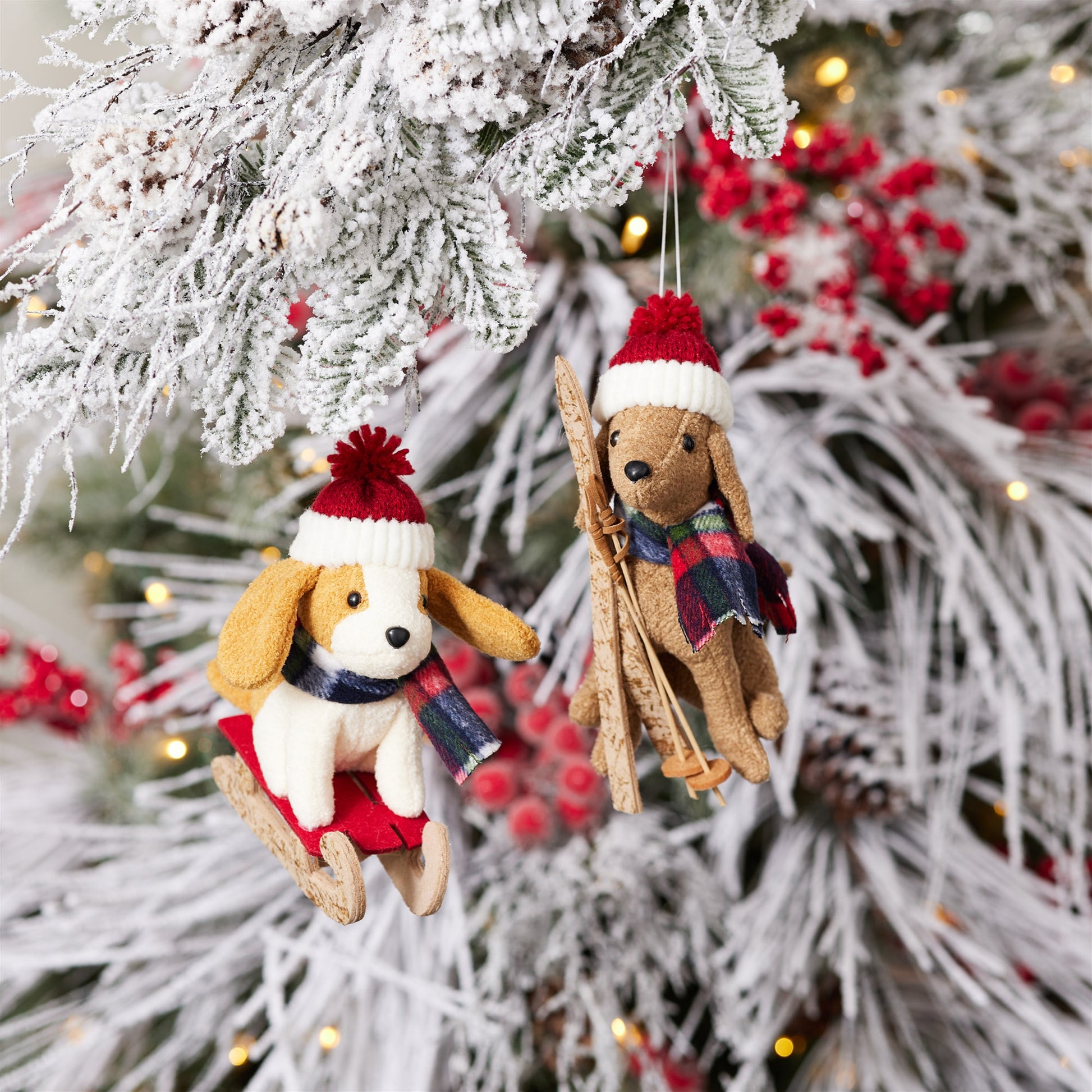 Plush Ski and Sled Dog Ornament (Set of 6)