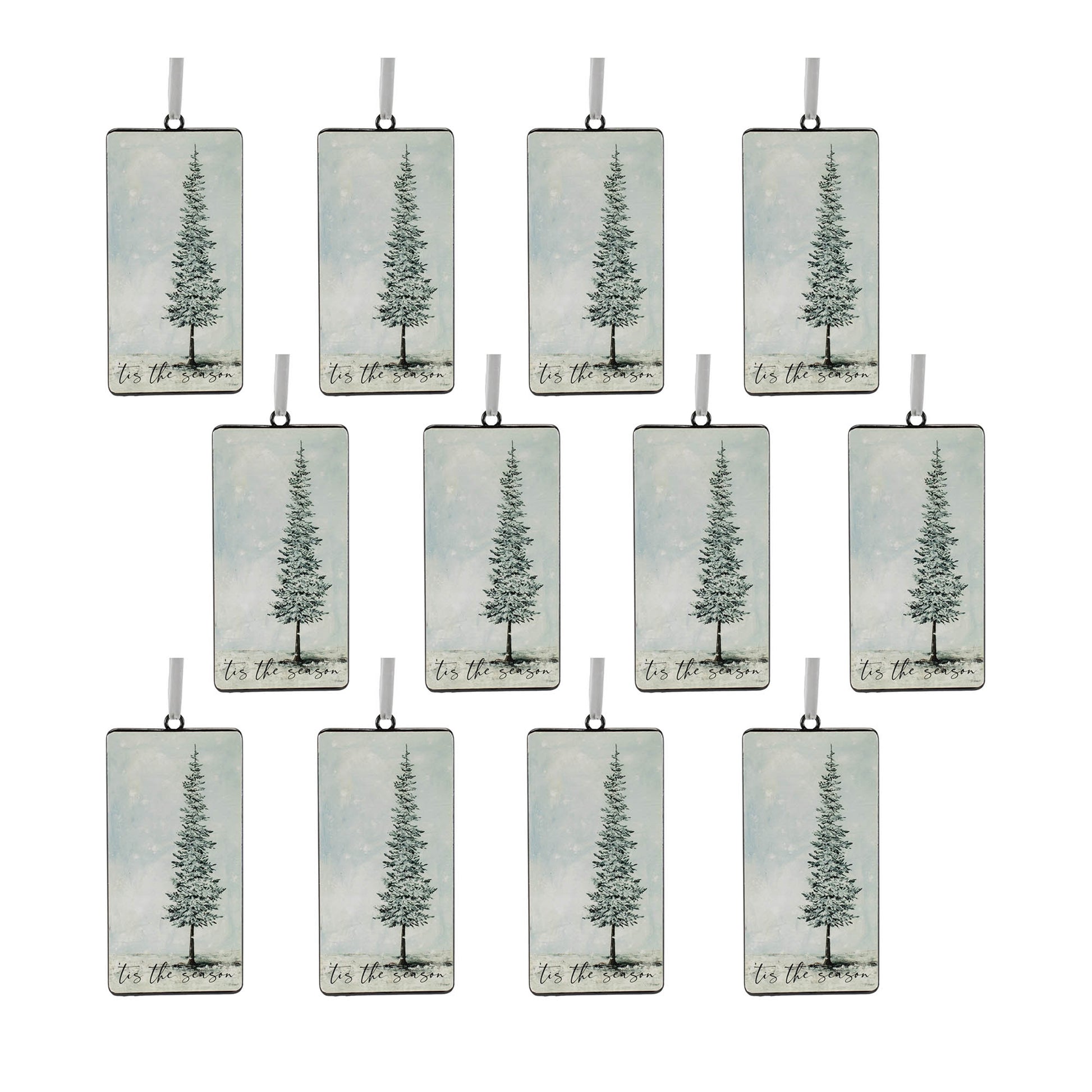 Tis the Season Pine Tree Ornament (Set of 12)