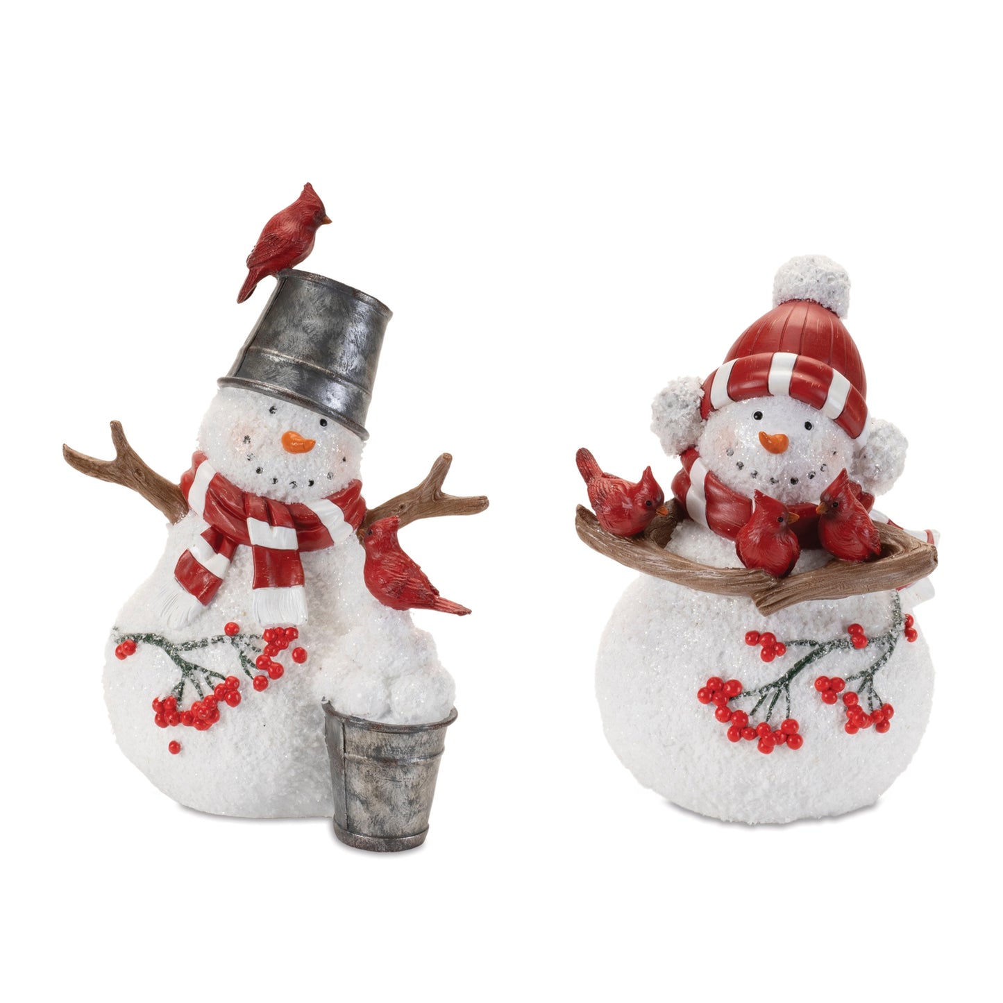 Cardinal Snowman Figurnie (Set of 2)