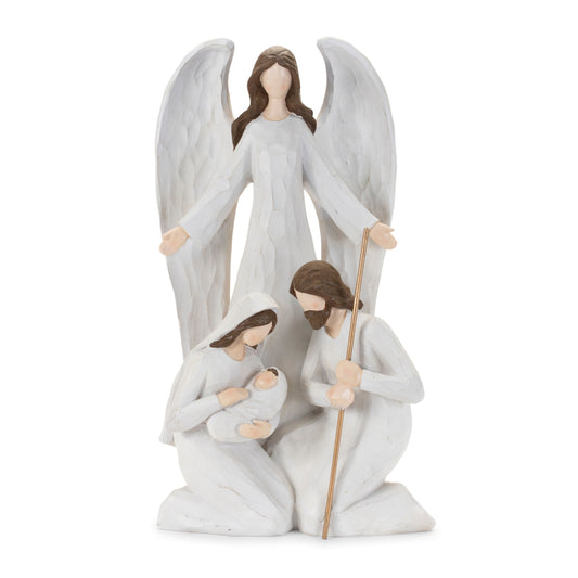 Holy Family with Angel Statue 16"H