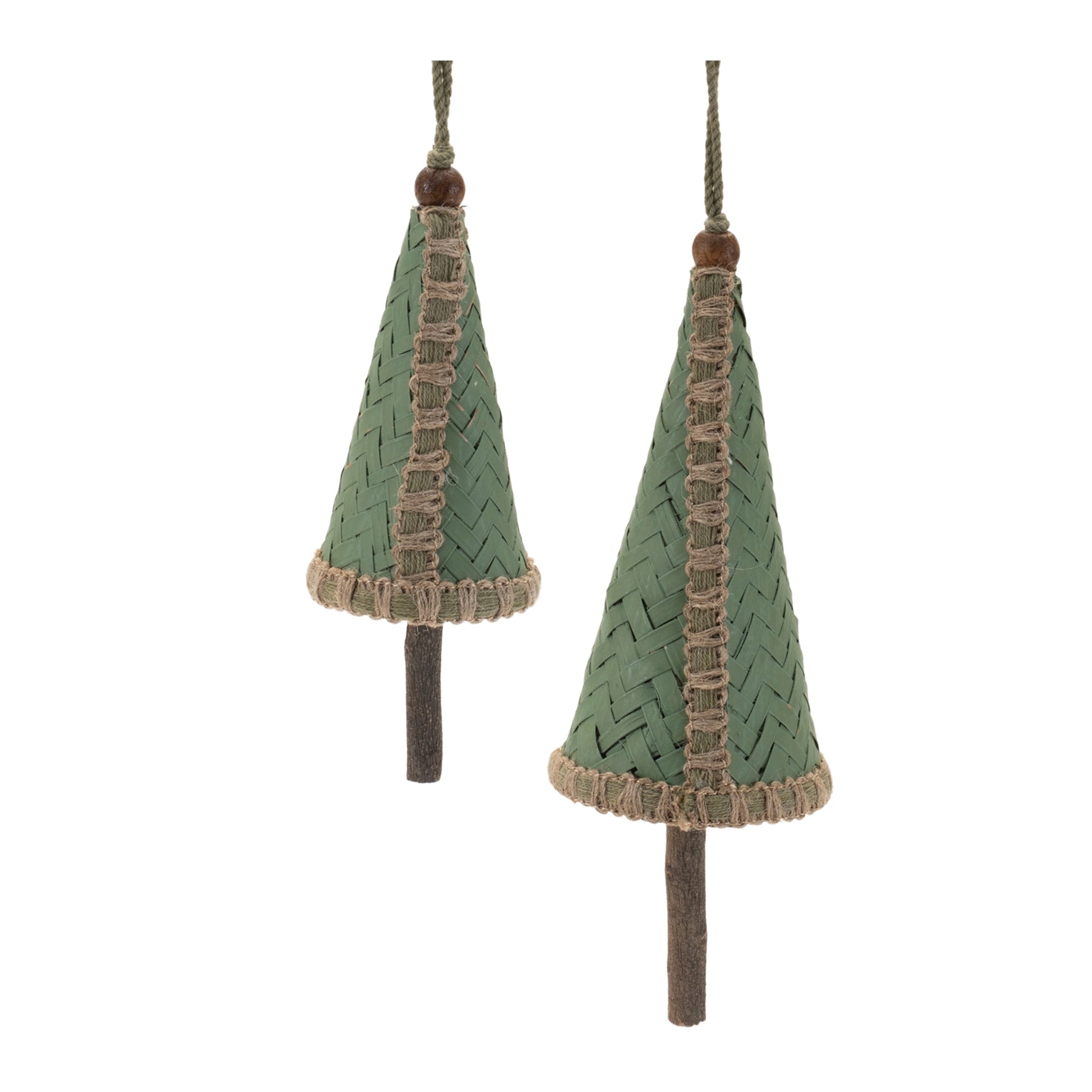 Woven Bamboo Pine Tree Ornament (Set of 4)