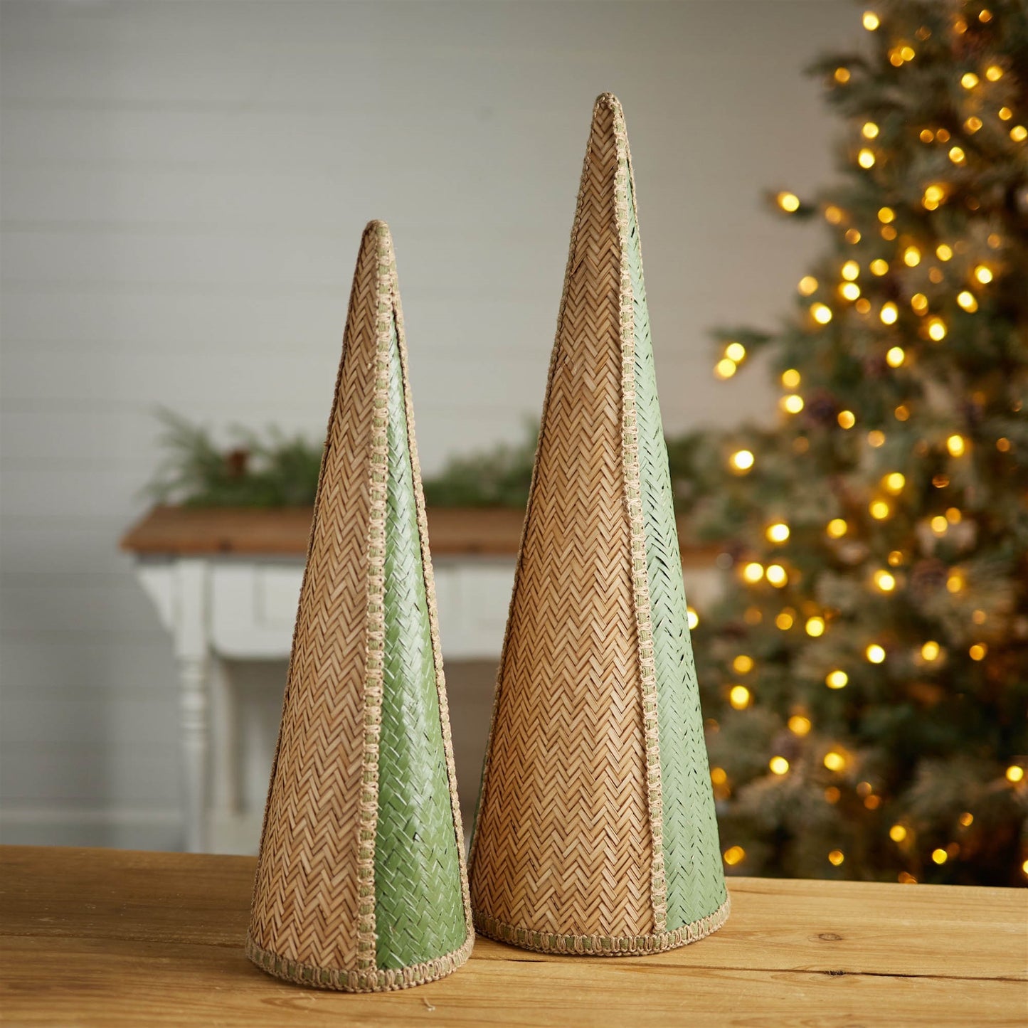 Woven Bamboo Cone Pine Tree (Set of 2)