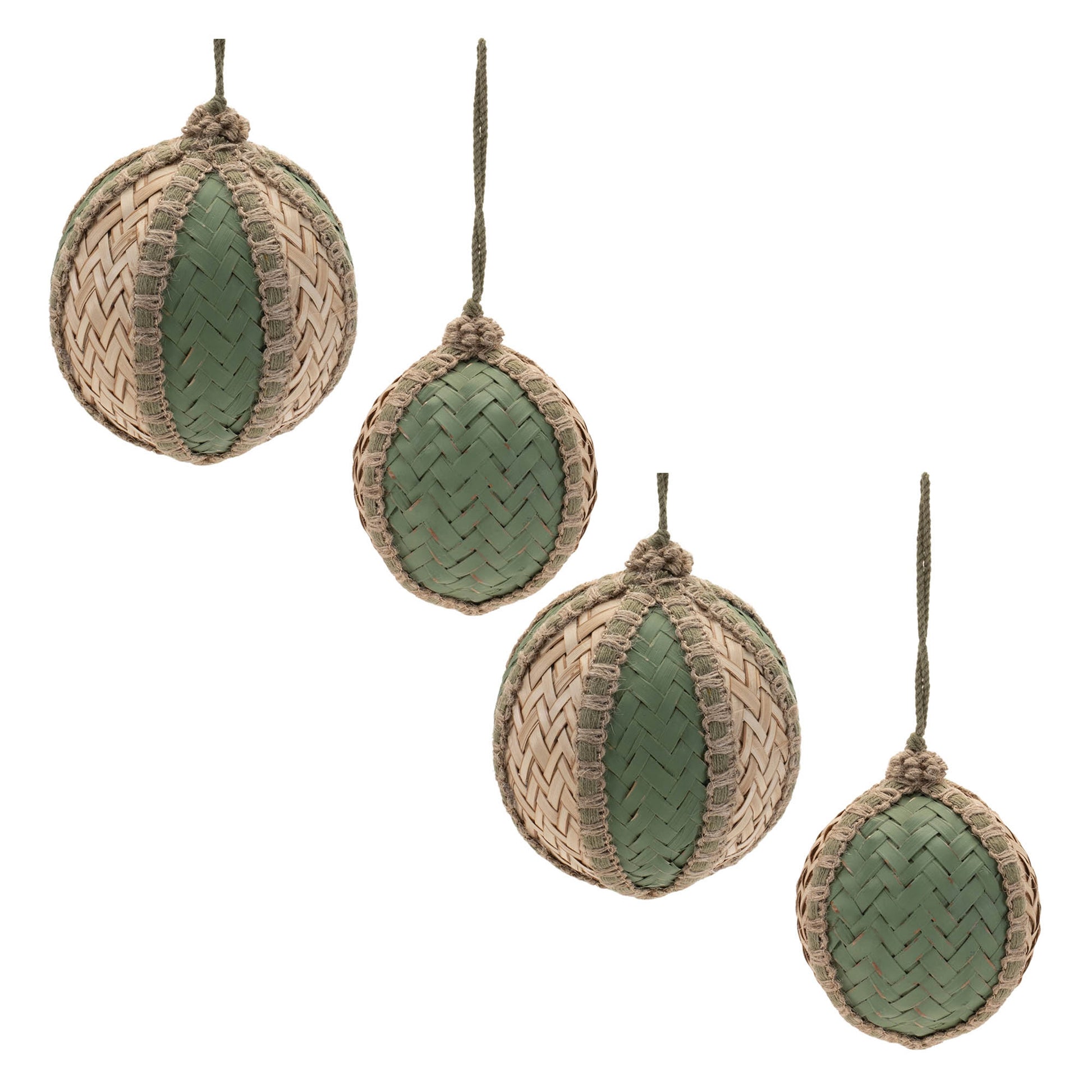 Woven Bamboo Ball Ornament (Set of 4)