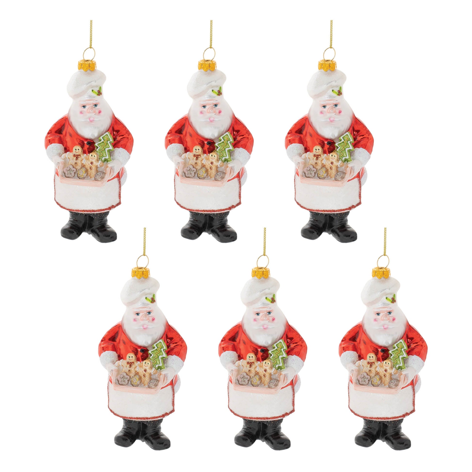 Glass Baking Santa Ornament (Set of 6)