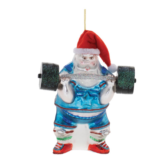Weight Lifter Santa Ornaments – Set of 6