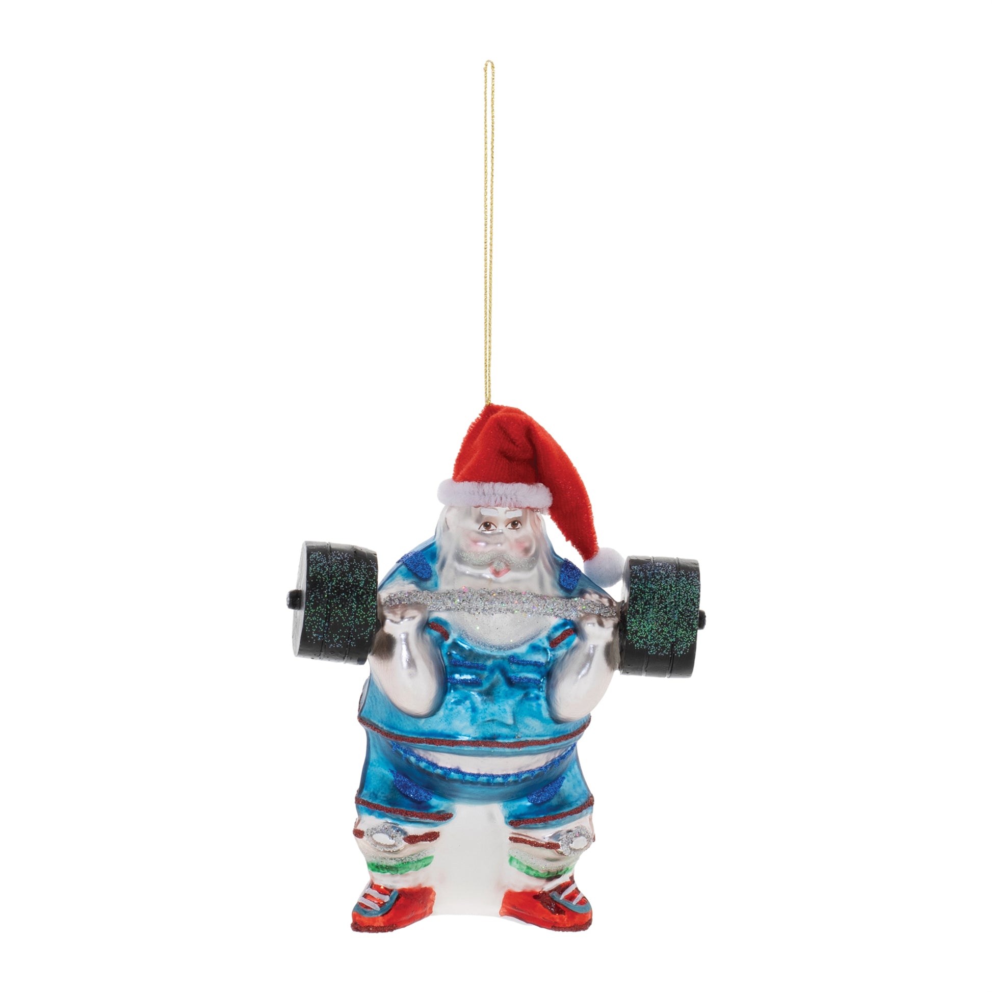 Weight Lifter Santa Ornaments – Set of 6