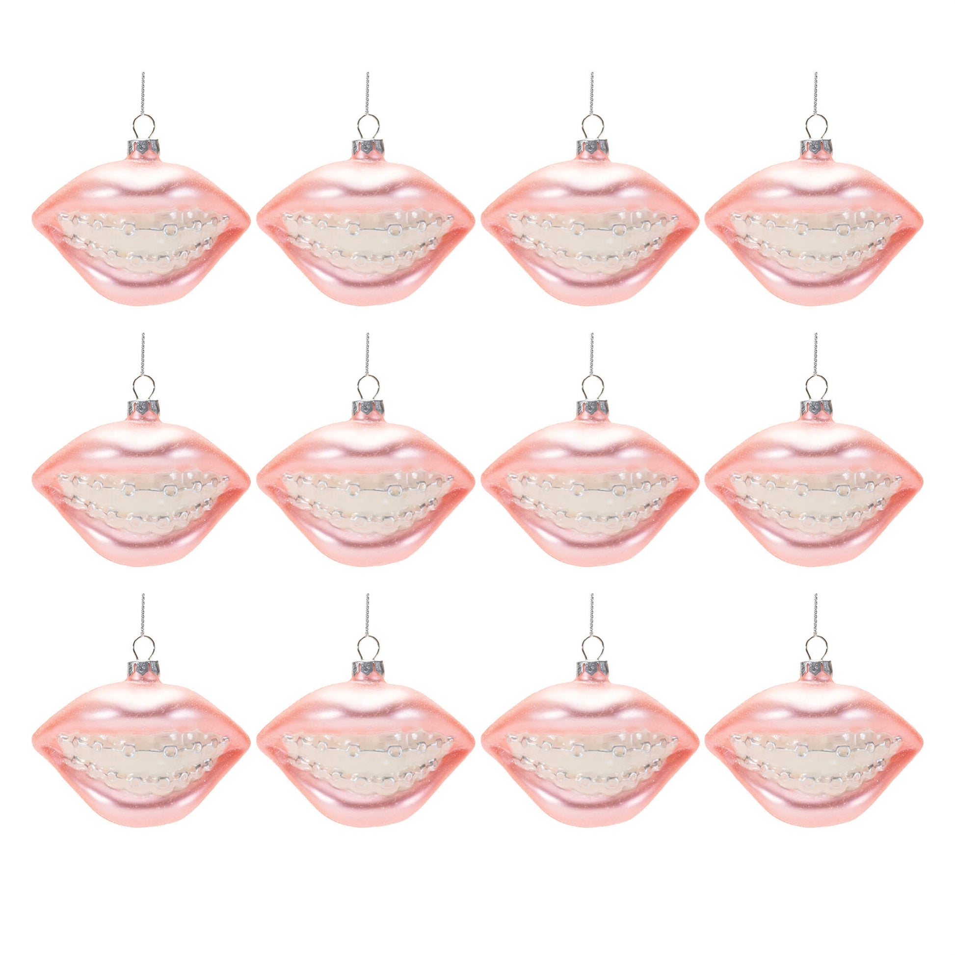 Glass Smile with Braces Ornament (Set of 12)