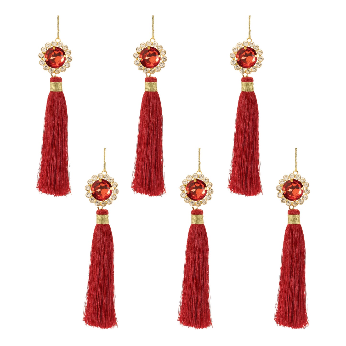 Holiday Jewel Tassle Ornament (Set of 6)