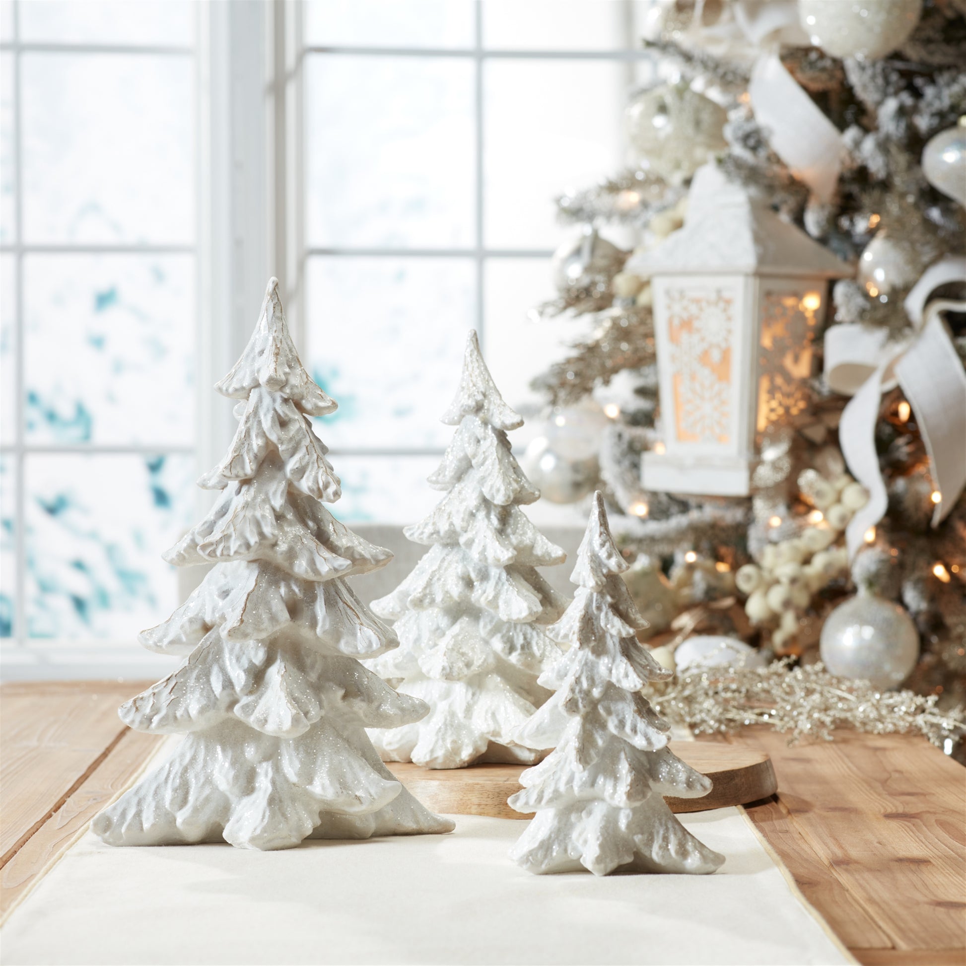 Glittered Pine Tree (Set of 3)